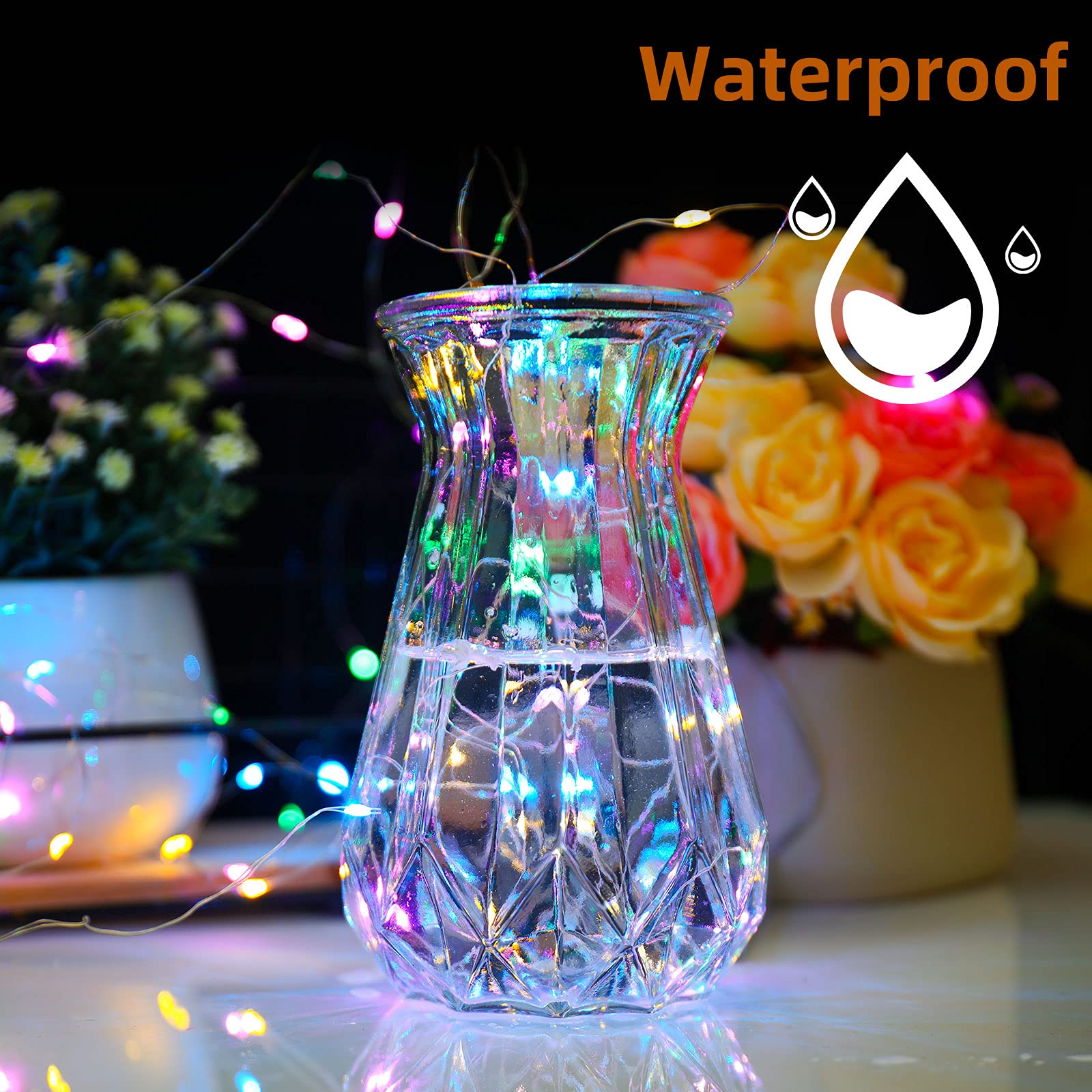 Mandiq Fairy Lights 4 Pack, 10ft String Lights with 30 LEDs, Battery Operated, Multicolor, Silver Wire, Flashing and Constant Light Mode