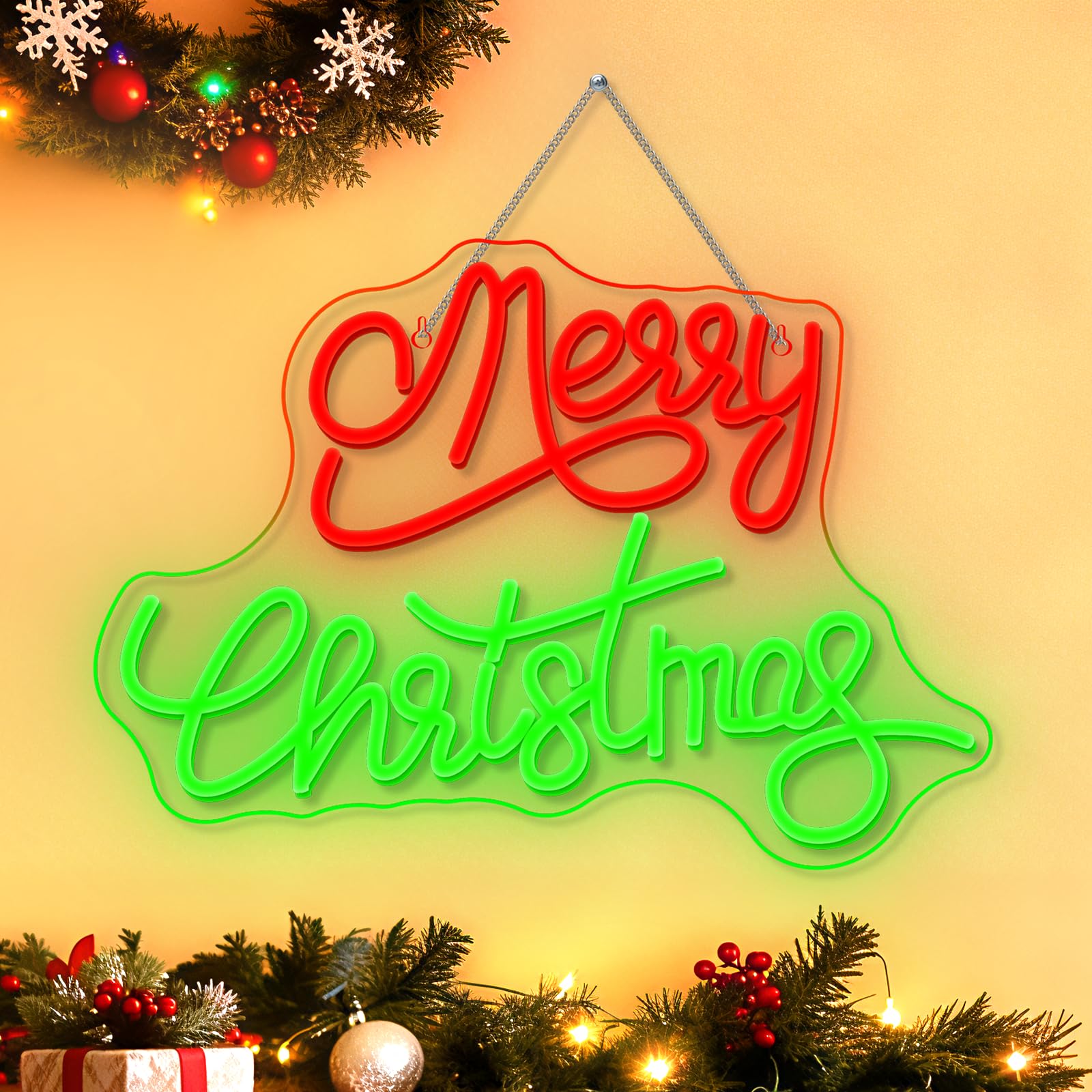 Nosun Merry Christmas Neon Sign For Wall Decor Dimmable Merry Christmas Led Signs For Xmas Party Kids Bedroom Bar Pub Club Xmax Gift Decorations Bedroom Window Bar Club Shop Gift Decor