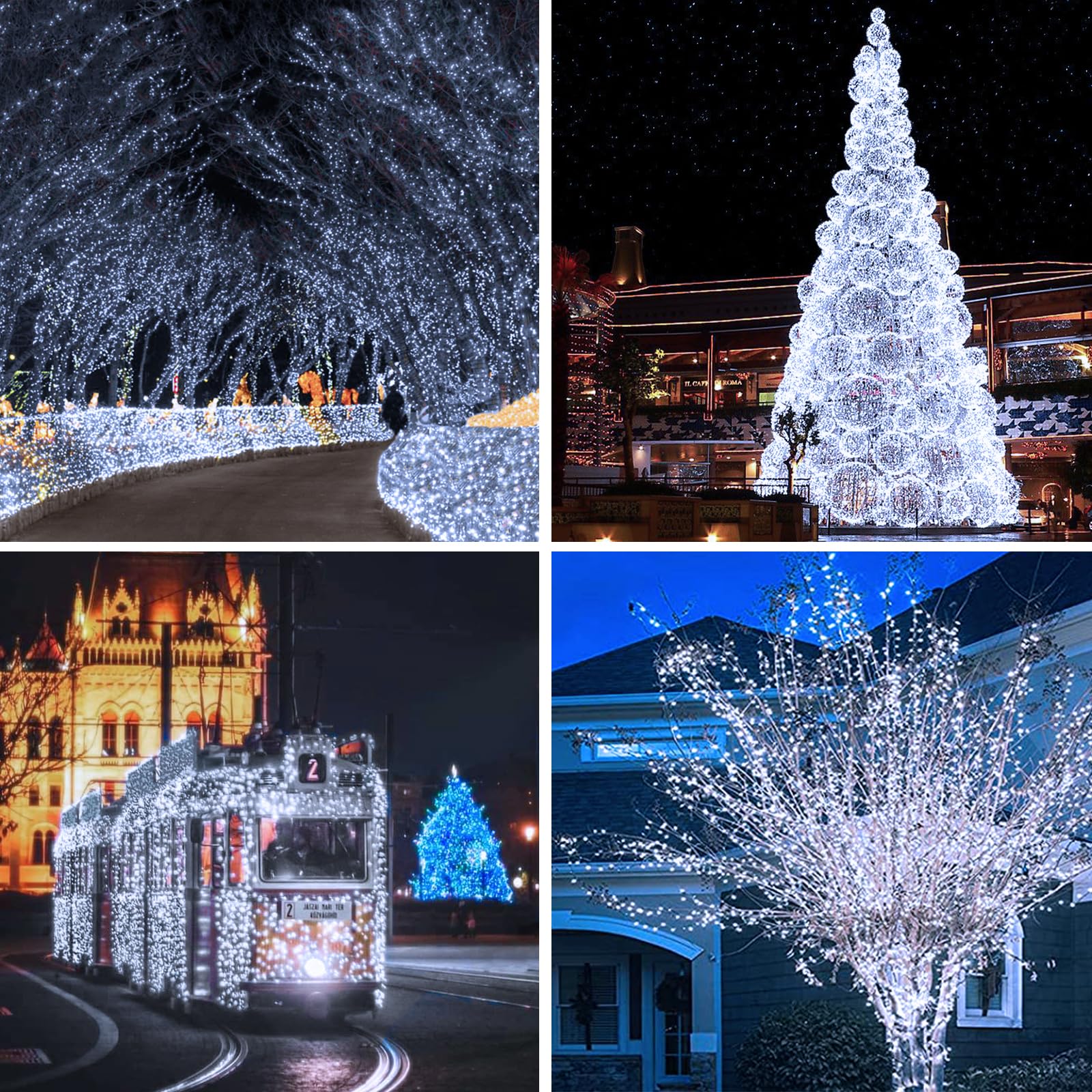 Solar Christmas String Lights Outside, 3 Pack Total 120Ft 300 Led Solar Garden Twinkle Lights Outdoor, Waterproof With 8 Modes Solar Fairy Lights For Patio Party Wedding Christmas Decor (Cool White)