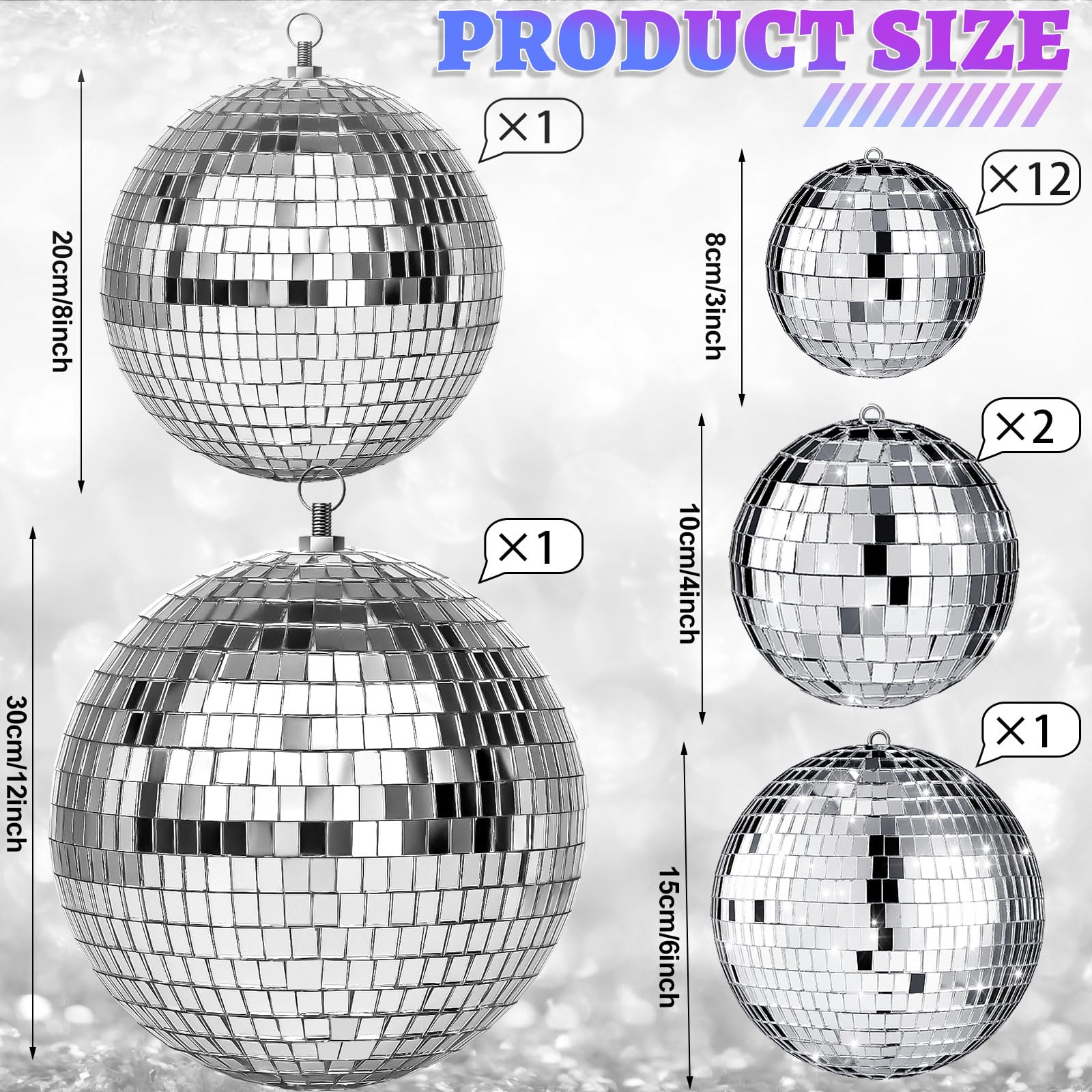 17 Pack Large Disco Ball Small Hanging Mirror Disco Decorations For Party Wedding Dance And Music Festivals Decor Club Stage Pro