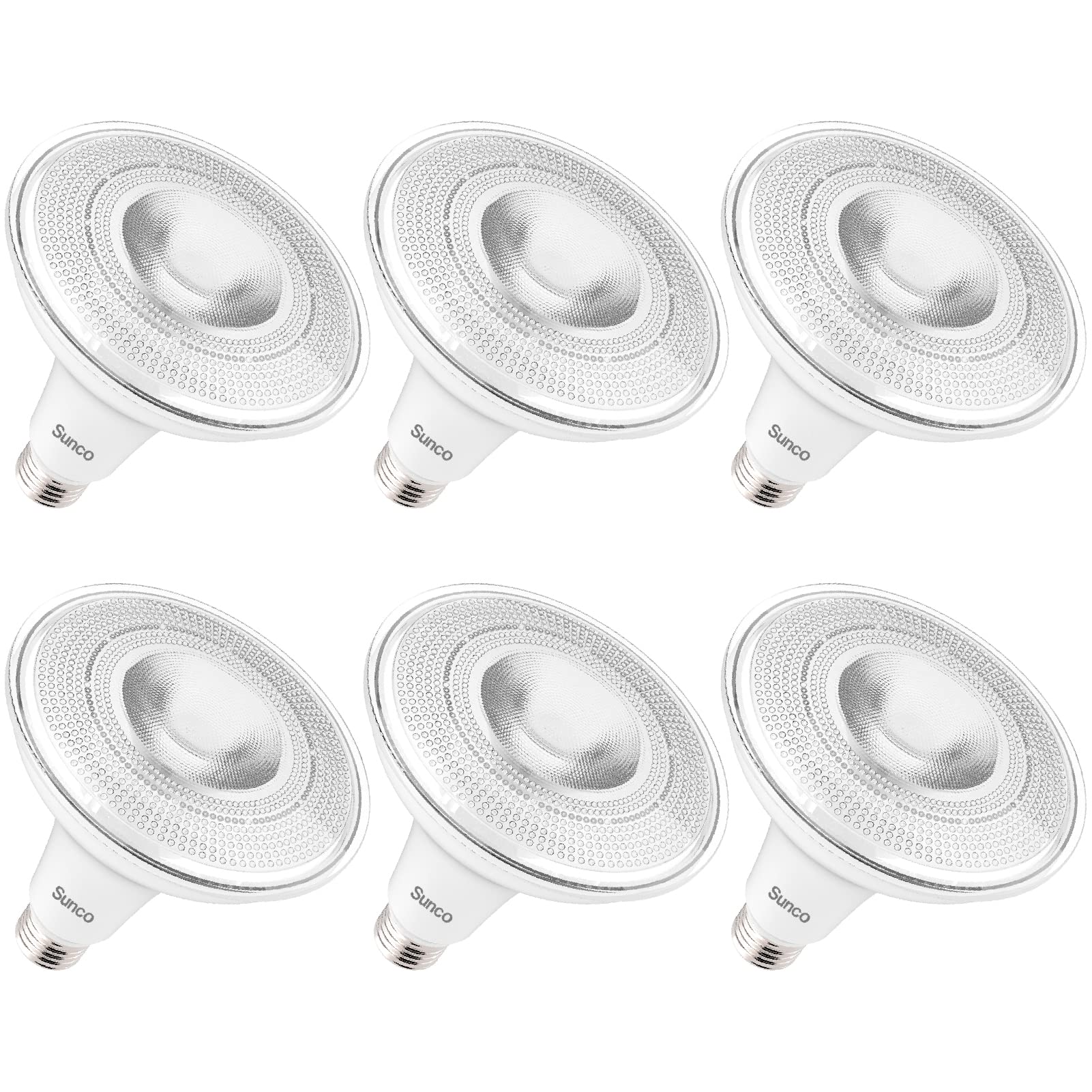 Sunco 6 Pack Outdoor Led Flood Light, Waterproof Par38 Dusk To Dawn Bulb, 1250 Lm, 120W Equivalent 15W, Exterior, Wet-Rated, 500