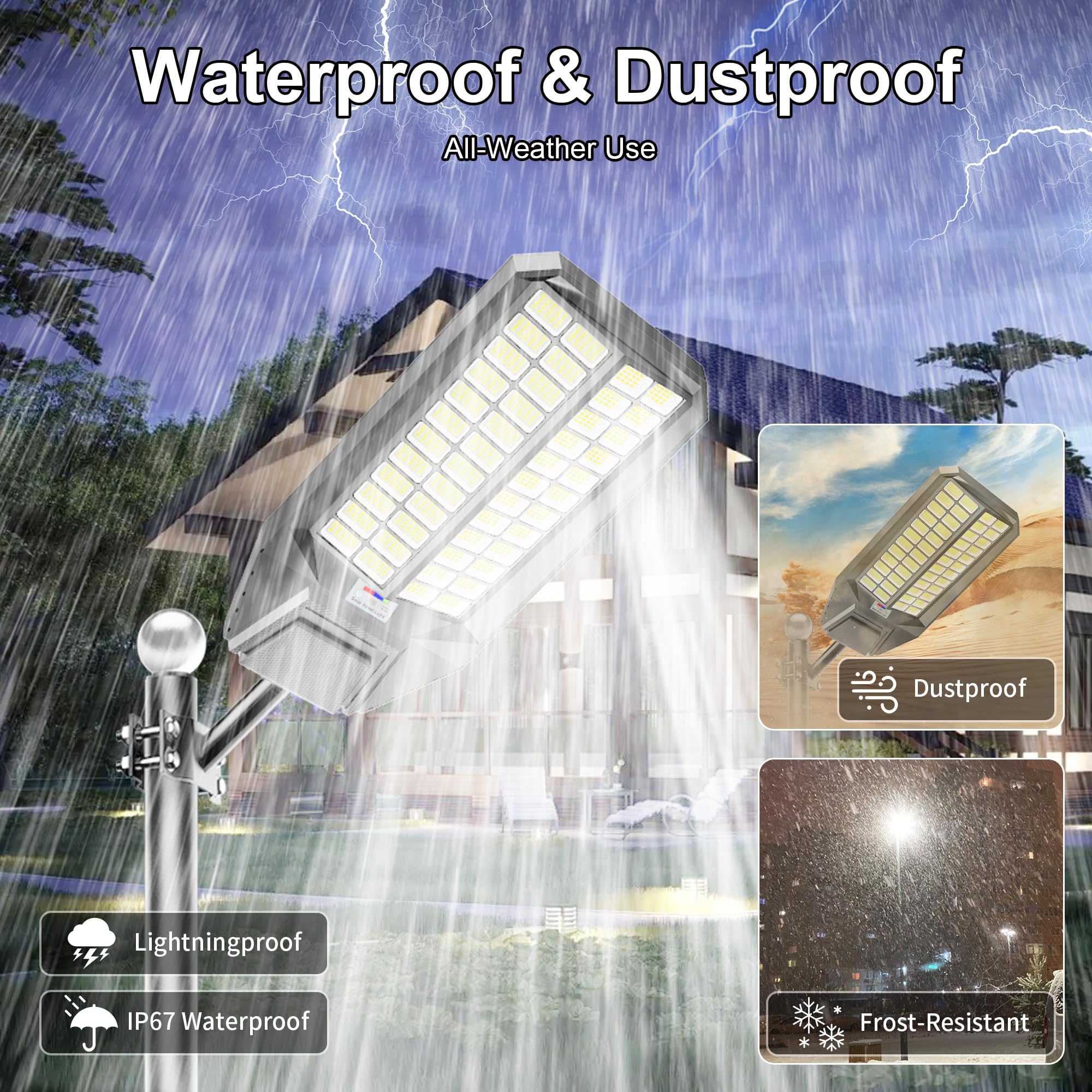 loyoele Ultra-Large Solar Street Light, 12000W, Waterproof LED Flood Light, Motion Sensor, Dusk to Dawn, Black, Model DLT-SL104, 2 Pack