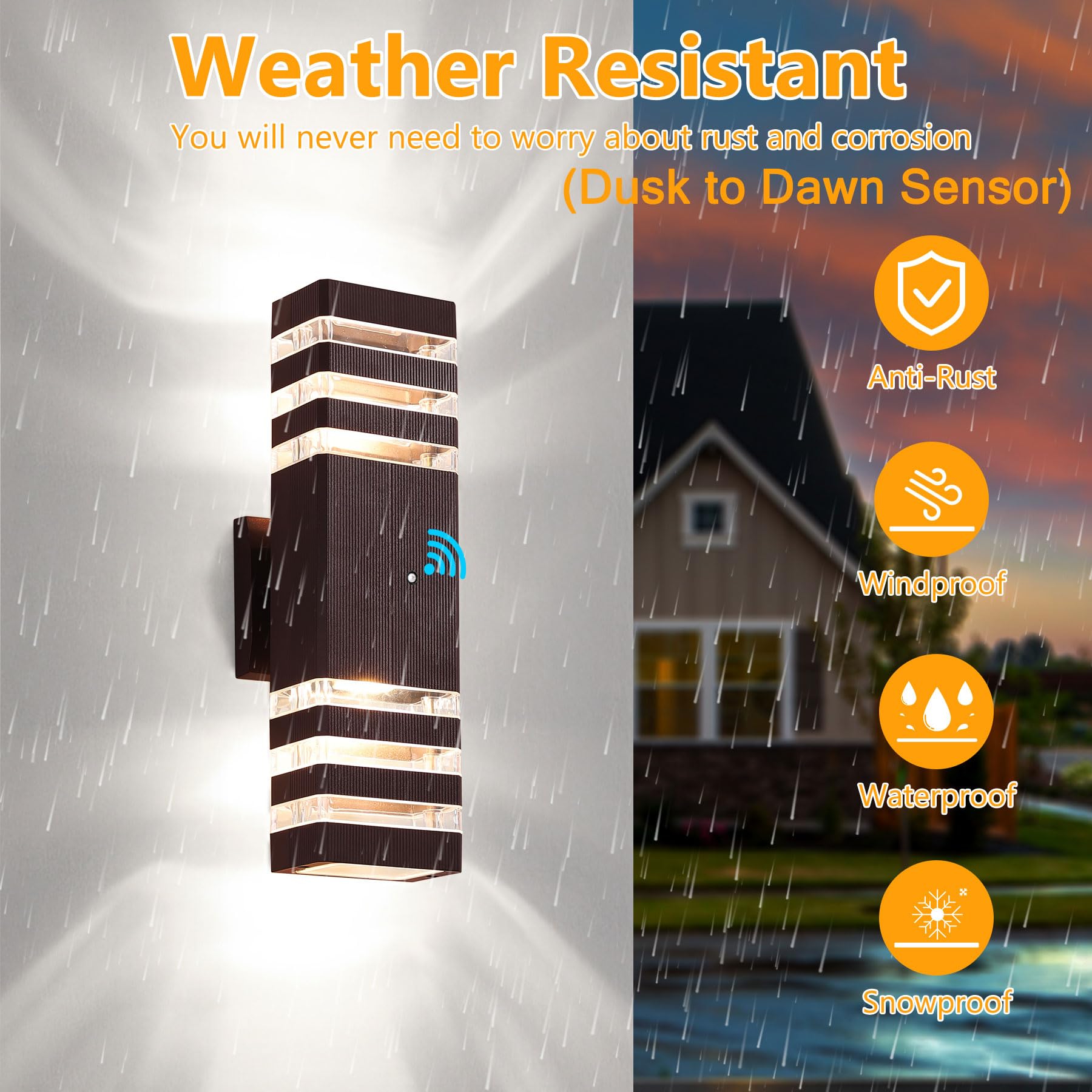 tewei Outdoor Wall Lights, Modern Waterproof Up and Down Fixture, 3 Layer, Brown, 2 Pack, Model Brown-OL3Y2P
