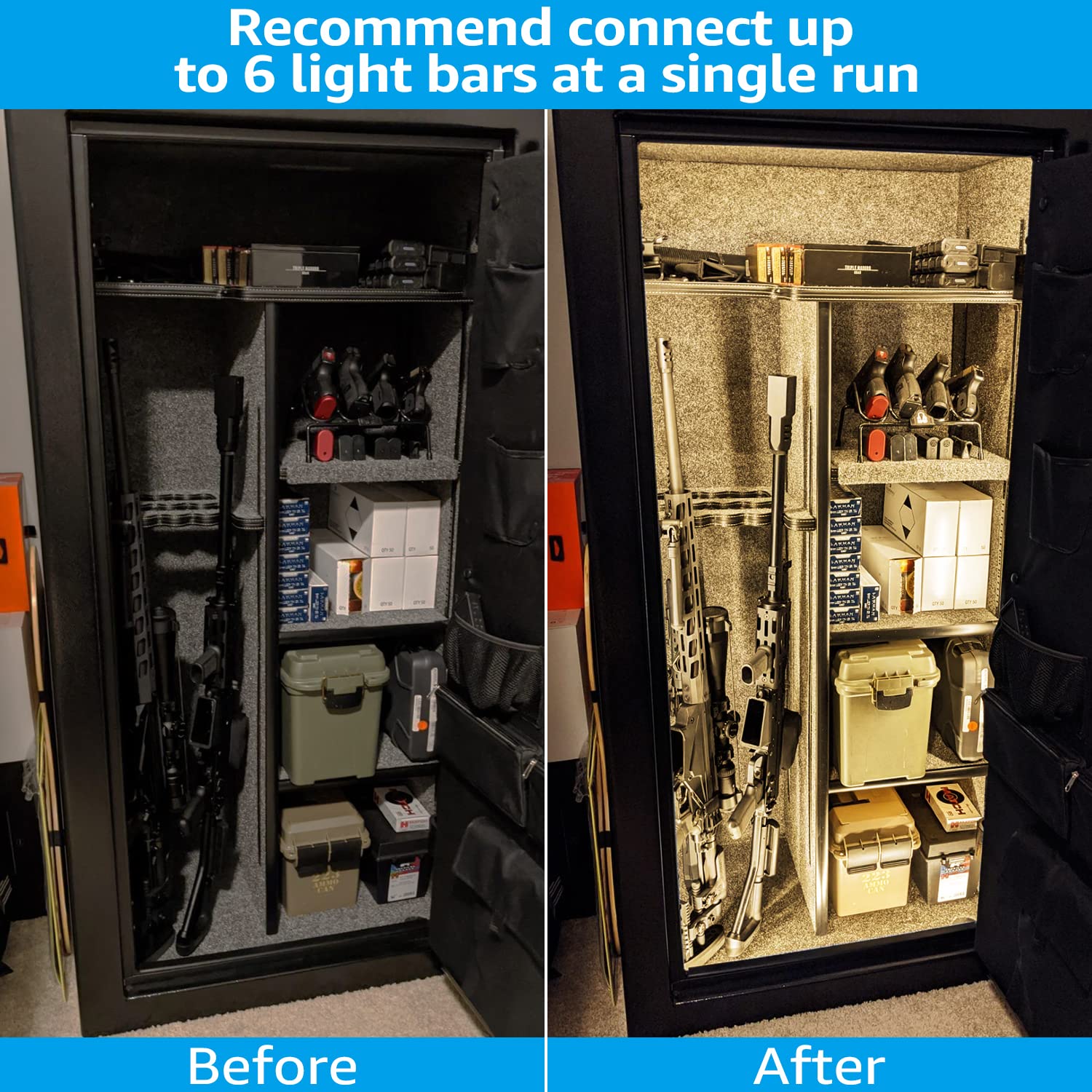 Torchstar Led Safe Lighting Kit, (6) 12 Inch Linkable Light Bars + Rocker Switch + Ul Power Adapter, 900Lm, Input 100-240V, For