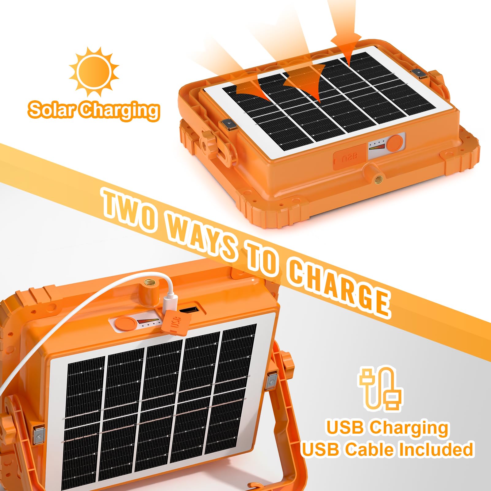 100W Led Solar Work Light, 466 Led 10000Lm Magnetic Worklight With 5 Modes, 12000Mah Battary Rechargeable, Ip66 Waterproof Portable Solar Outdoor Working Light For Emergency, Repair, Camping