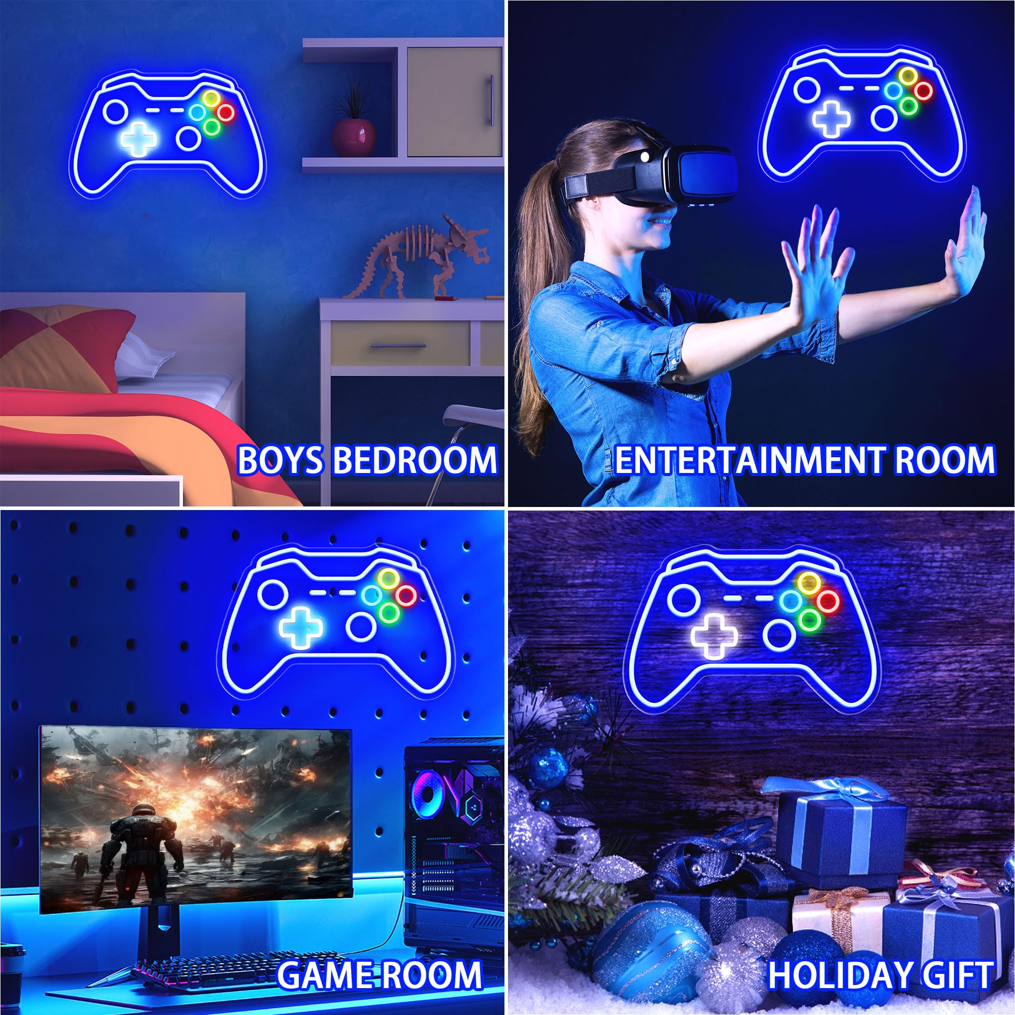 CULOIS Gamer Neon Sign, Adjustable Brightness, 16x10.5 inch, Blue/White-Gamer, Gaming Decor for Room and Boys Bedroom