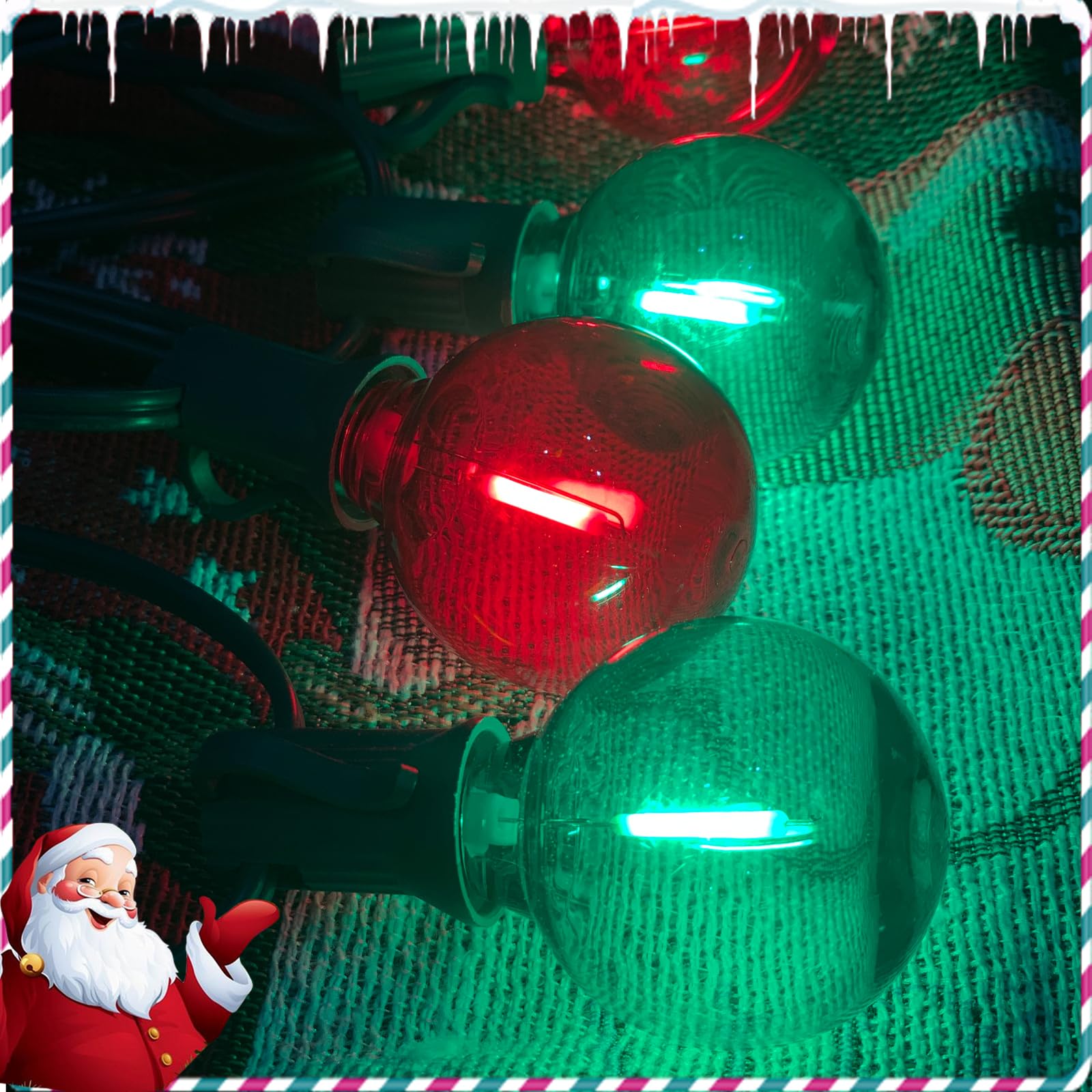 Pallerina G40 Globe LED String Lights, 50Ft Clear Red/Green, 25 Colorful Bulbs, Outdoor Christmas Patio Lights