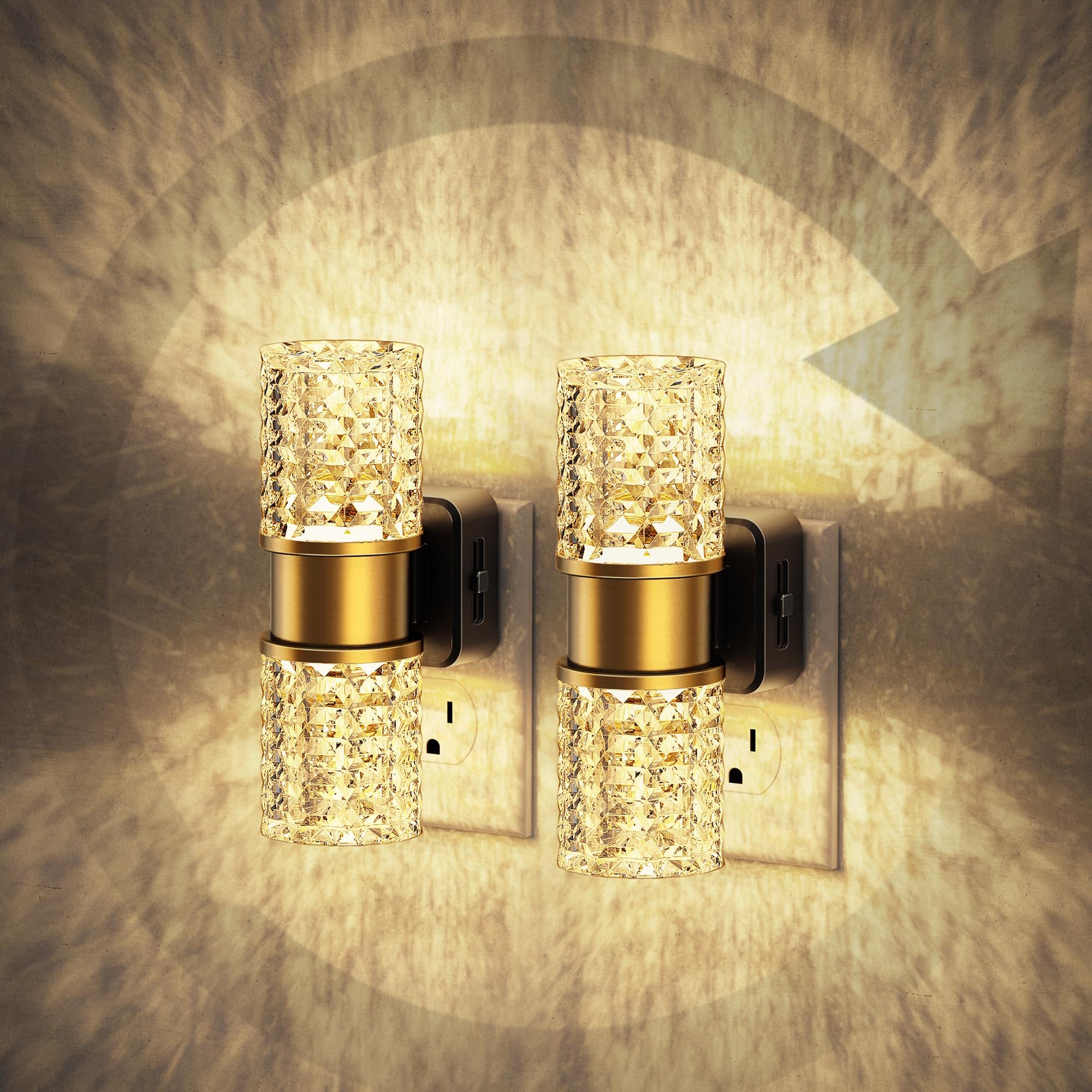 JandCase Night Light  Night Lights Plug into Wall 2 Pack Automatic LED Night Light with Adjustable Brightness  3000K Plug in Night Lights with Auto Light Sensor  for Bathroom Hallway Decor