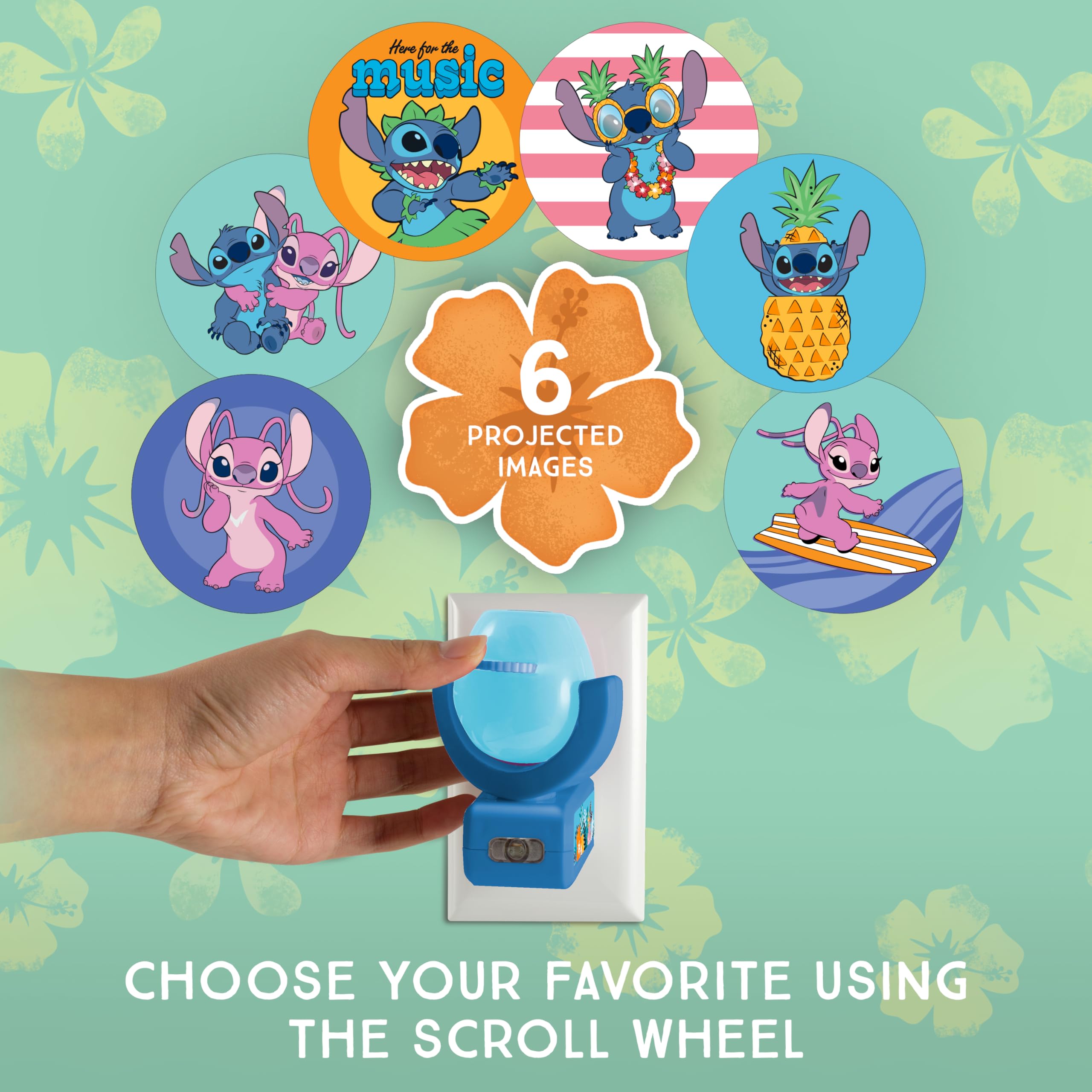 Projectables Disney Lilo and Stitch LED Night Light Projector, Plug-in, UL-Listed, Blue, 1 Pack, Model 84867