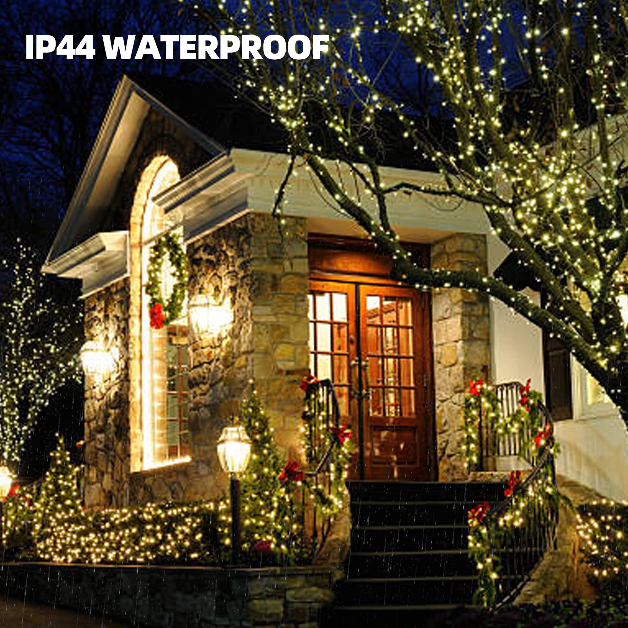 Nerosun Battery Operated Christmas Lights, 50 Led 16Ft Waterproof String Christmas Tree Lights With 8 Modes, Xmas Decorations For Indoor Outdoor Yard Wedding Home Decor, Warm White