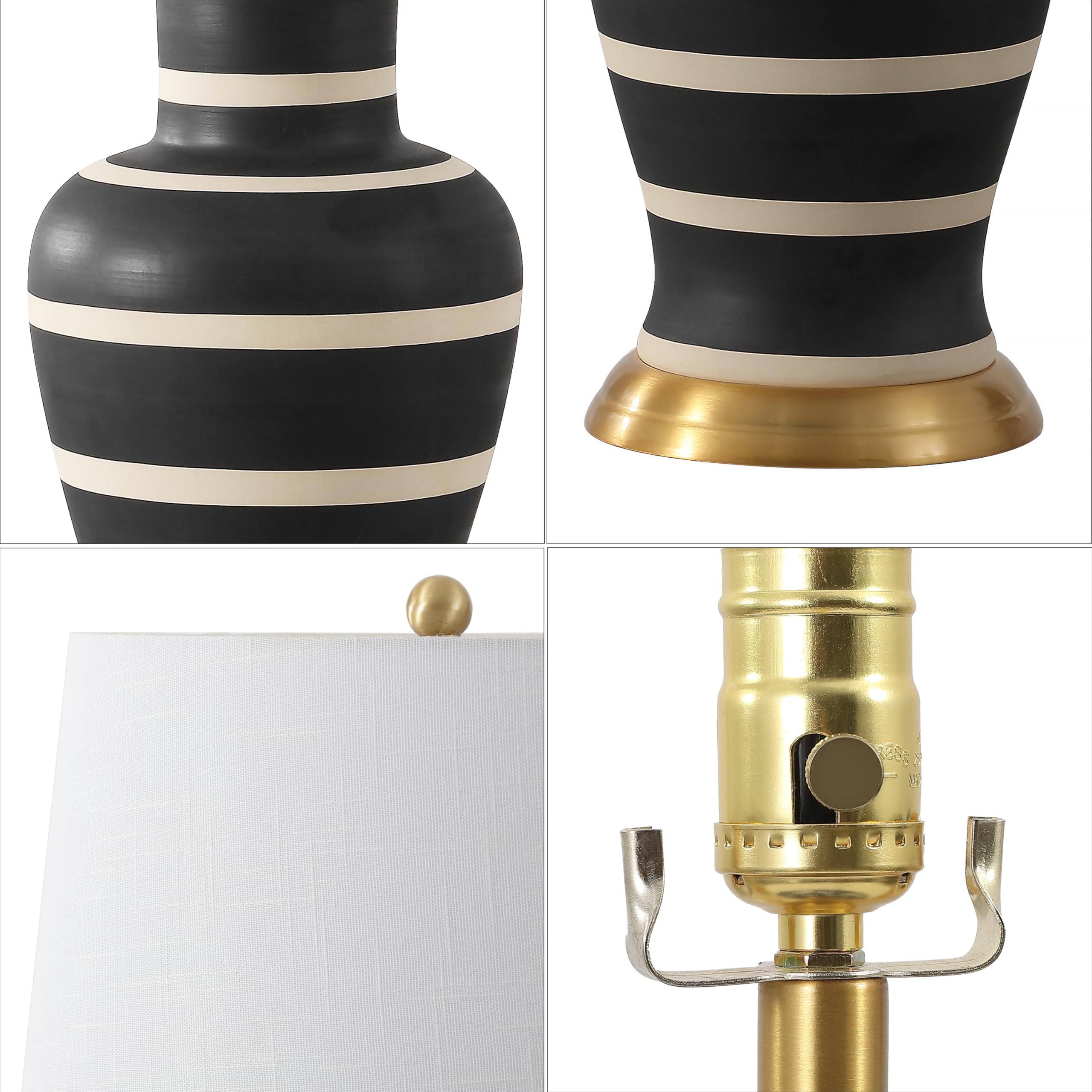 Jonathan Y Jyl4026J Julian 29'' Traditional Classic Ceramic Urn Led Table Lamp, Black/Beige For Bedroom, Living Room, Kitchen, H