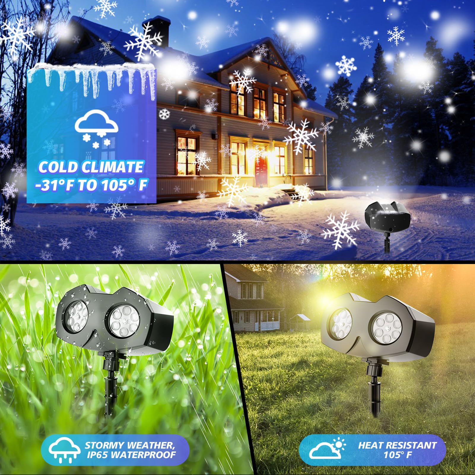 Christmas Snowflake Projector Lights Outdoor, Brighter High Definition Led Snowflake Lights Remote Control, Ip65 Waterproof Christmas Decorations Lighting For Indoor Xmas Holiday Party Garden Patio