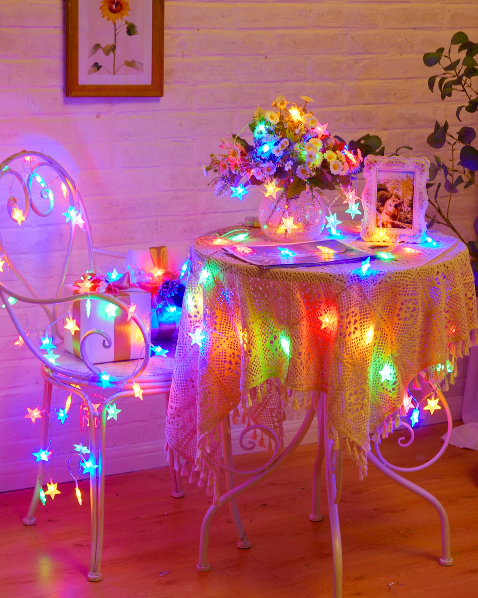 Minetom Star String Lights - 200 LED Fairy Lights with Remote, 8 Modes, Waterproof, 66ft, Multicolor