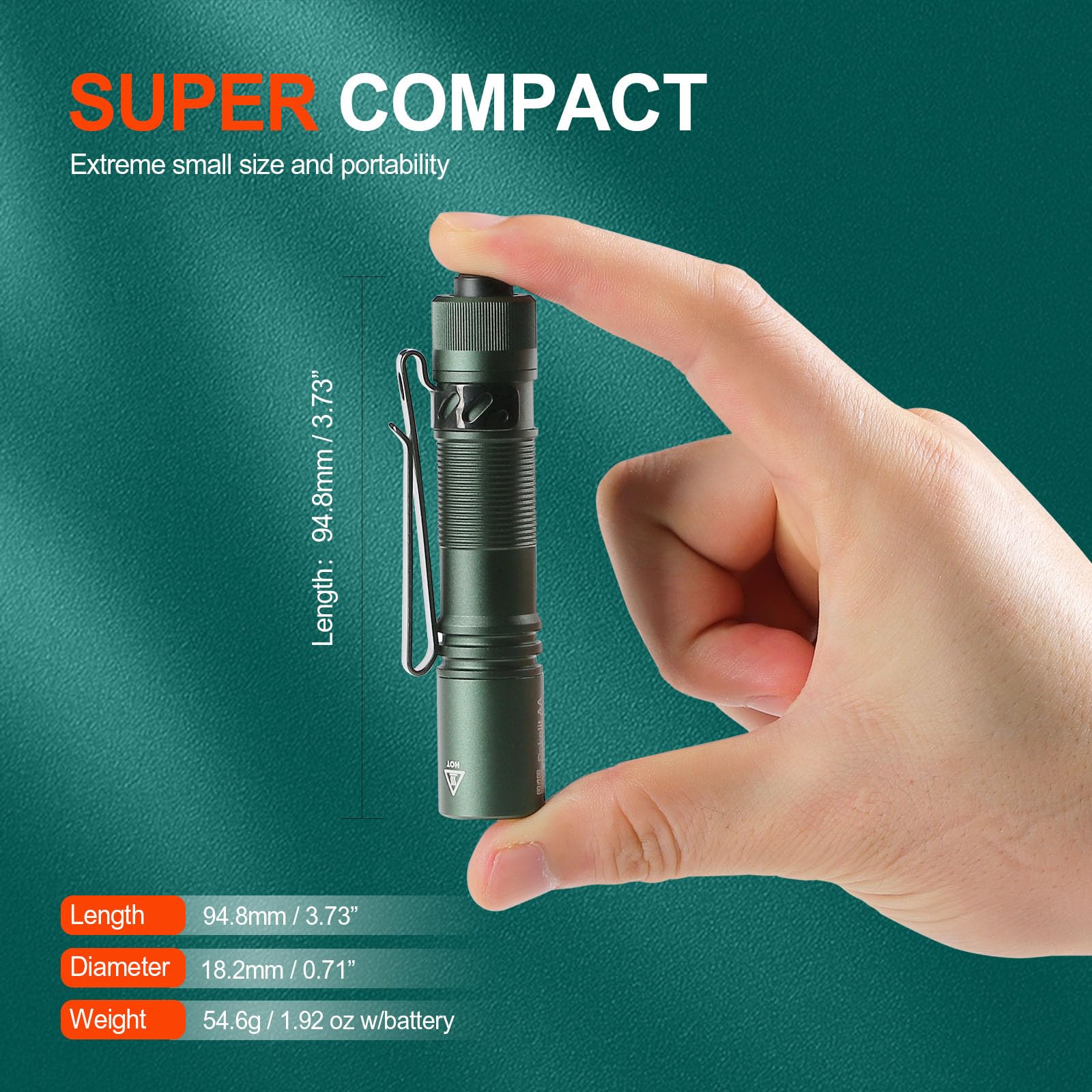 ACEBEAM Pokelit AA Mini Flashlight, 1000 Lumens, Green, EDC Pocket LED Light for Camping and Everyday Use