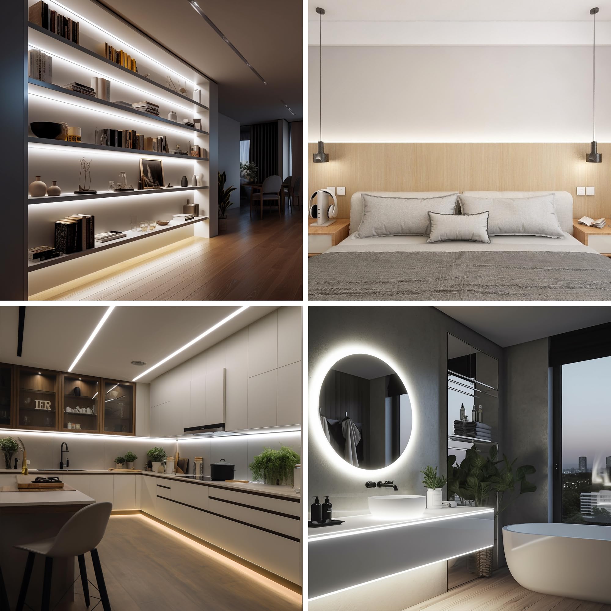 Pandery COB LED Strip Lights, 32.8FT, Dimmable, 6000K Cool White, DC24V, Model P3-5-10MCOB-KIT,