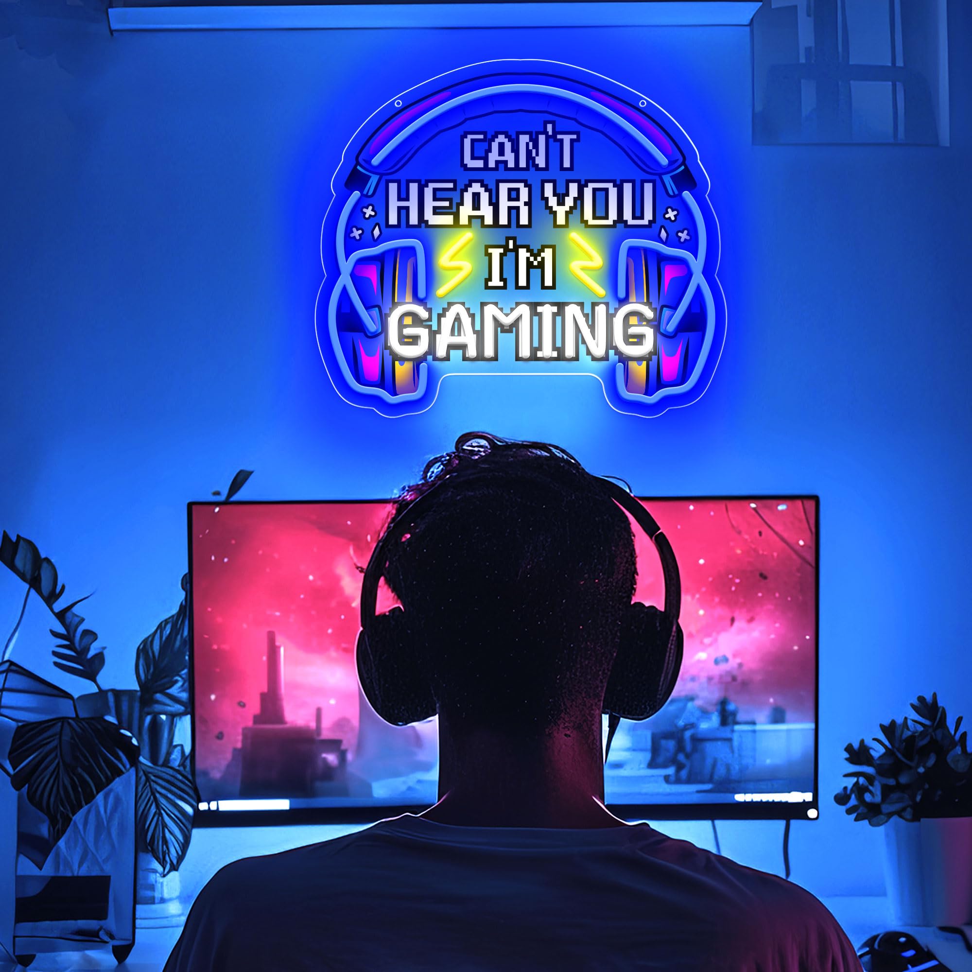 CULOIS Gamer Neon Sign - USB Powered LED Wall Decor, Brightness Adjustable, 13"x11.3", Blue-I'm Gaming, Perfect for Boys' Bedroom & Game Room