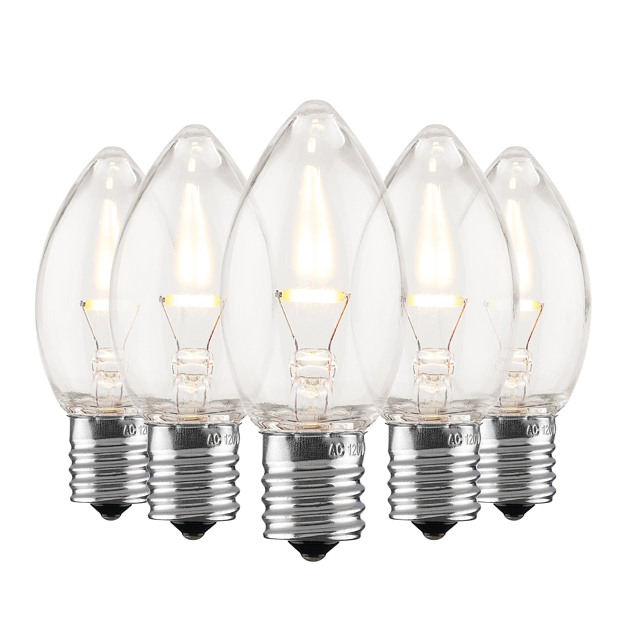 Set of 500 Holiday Lighting Outlet C9 LED Christmas Lights | Sun Warm White C9 LED Filament Lights | C9 Christmas Light Bulbs fo