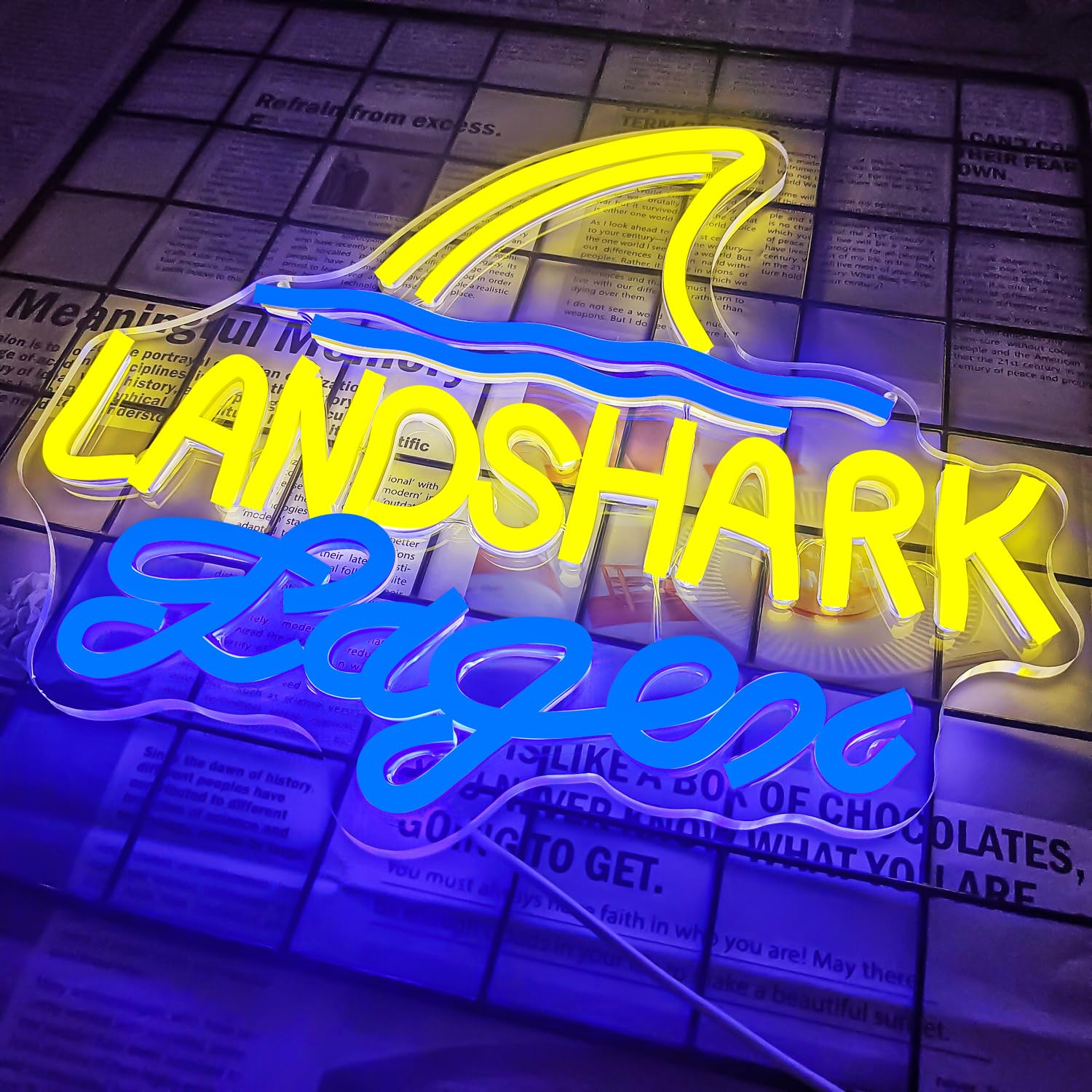 Jooetuu Land Shark Lager Neon Sign Dimmable Led Landshark Beer Neon Light Signs For Wall Decor Shark Neon Bar Lights For Man Cave Beer Club Pub Home Bar Bistro