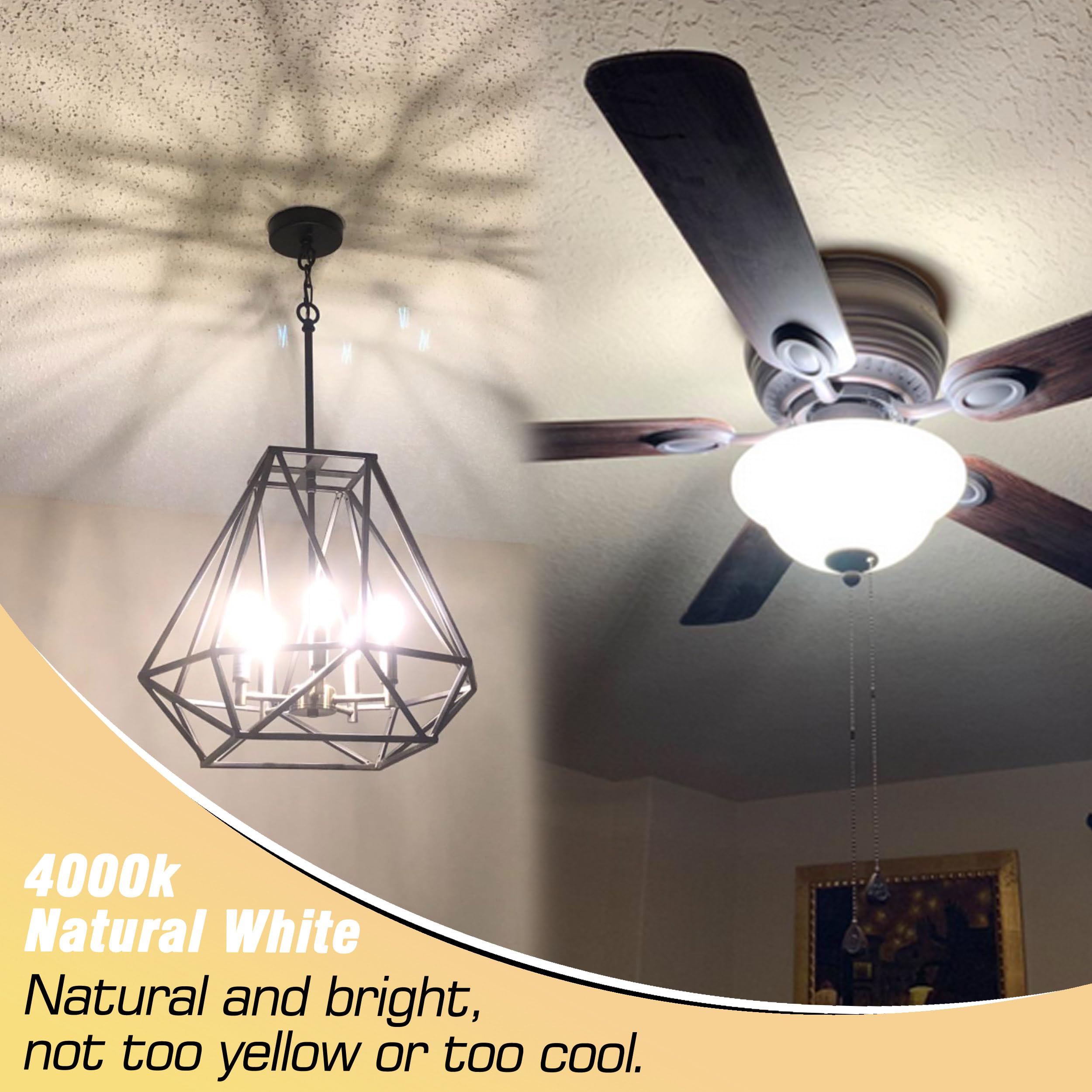 Heifymi E12 Candelabra Led Light Bulbs 60 Watt Equivalent 120 Volt 4000K Natural White 550Lm 6W C7 T6 E12 Small Base For Chandel