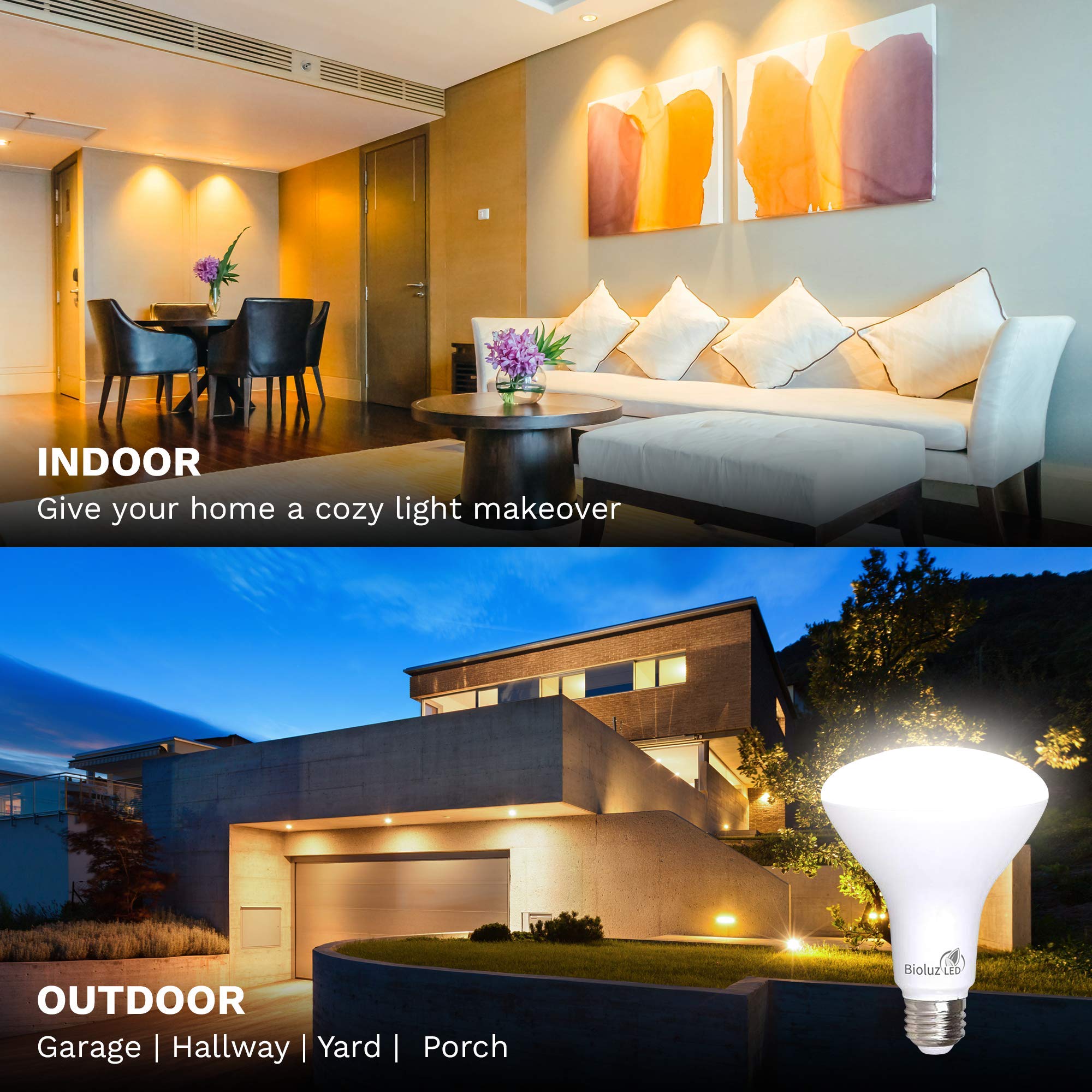 Bioluz Led 20 Pack Br30 Led Bulbs, Indoor Flood Lights 90+ Cri 65W Equivalent Uses 7.5W 3000K Soft White 650 Lumens, E26 Base Di