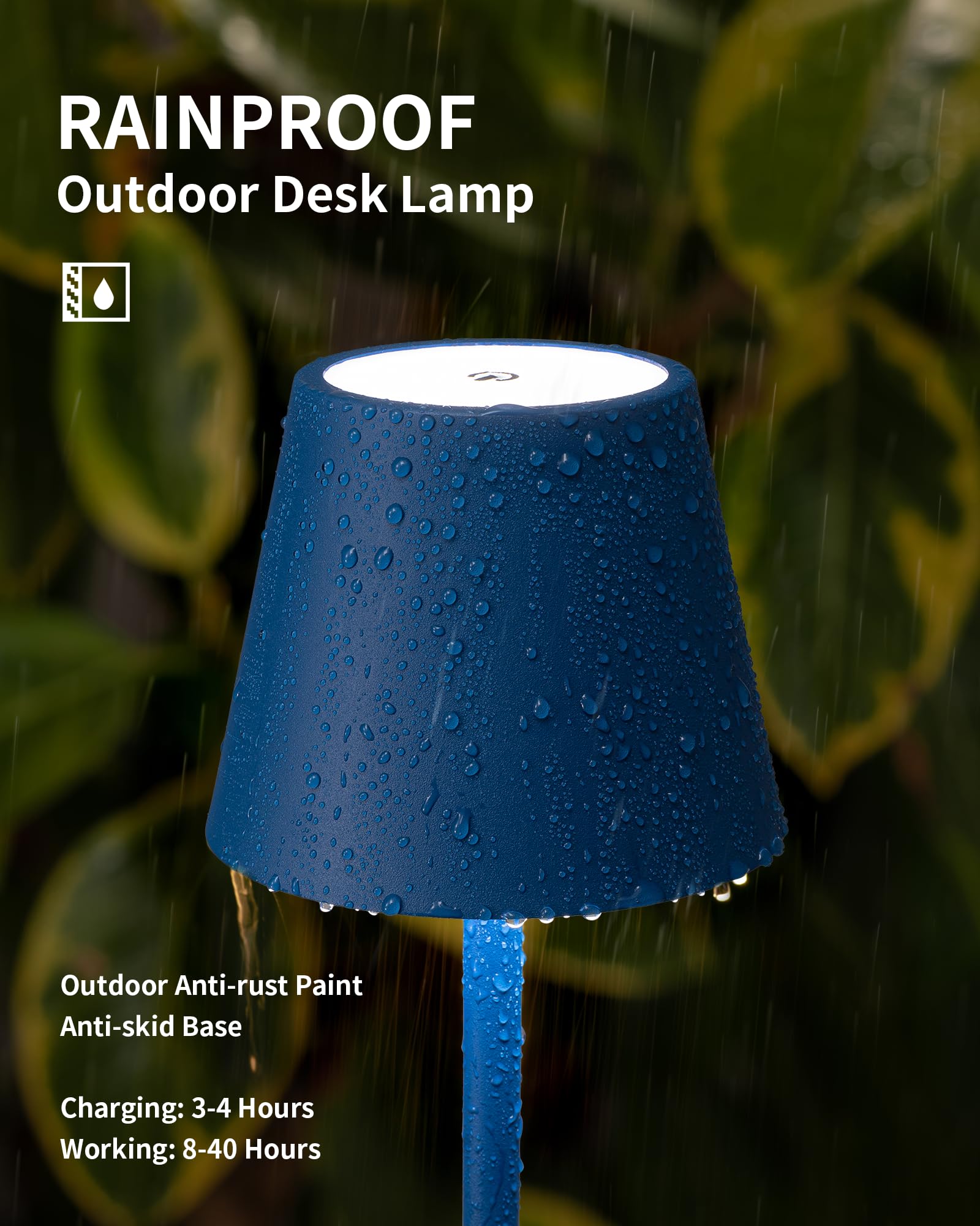 KDG Cordless Table Lamp, 5000mAh Battery, 3 Color Dimming, Portable LED Night Light, Blue, Model AMZ-TBL-003-2-Bl