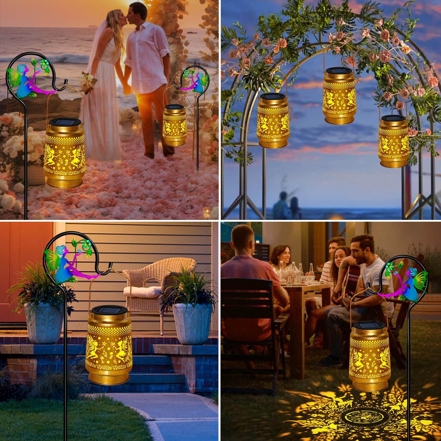 EDOF Solar Lanterns for Outdoor, Waterproof Hanging Lights with Shepherd Hook, Warm White Fairy Lights - Perfect Mother’s Day & Birthday Gift