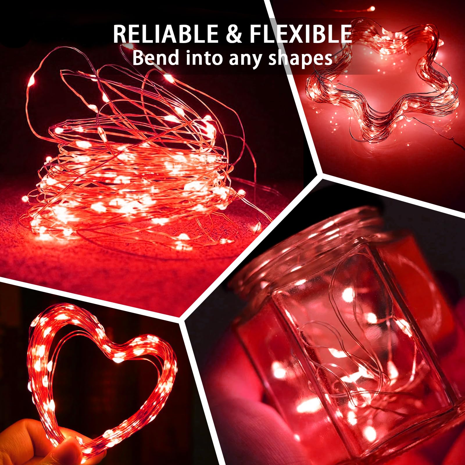 chzk 12 Pack Red Fairy Lights 20 LED Twinkle String Lights Battery Operated Waterproof 7Ft for Party Wedding Christmas
