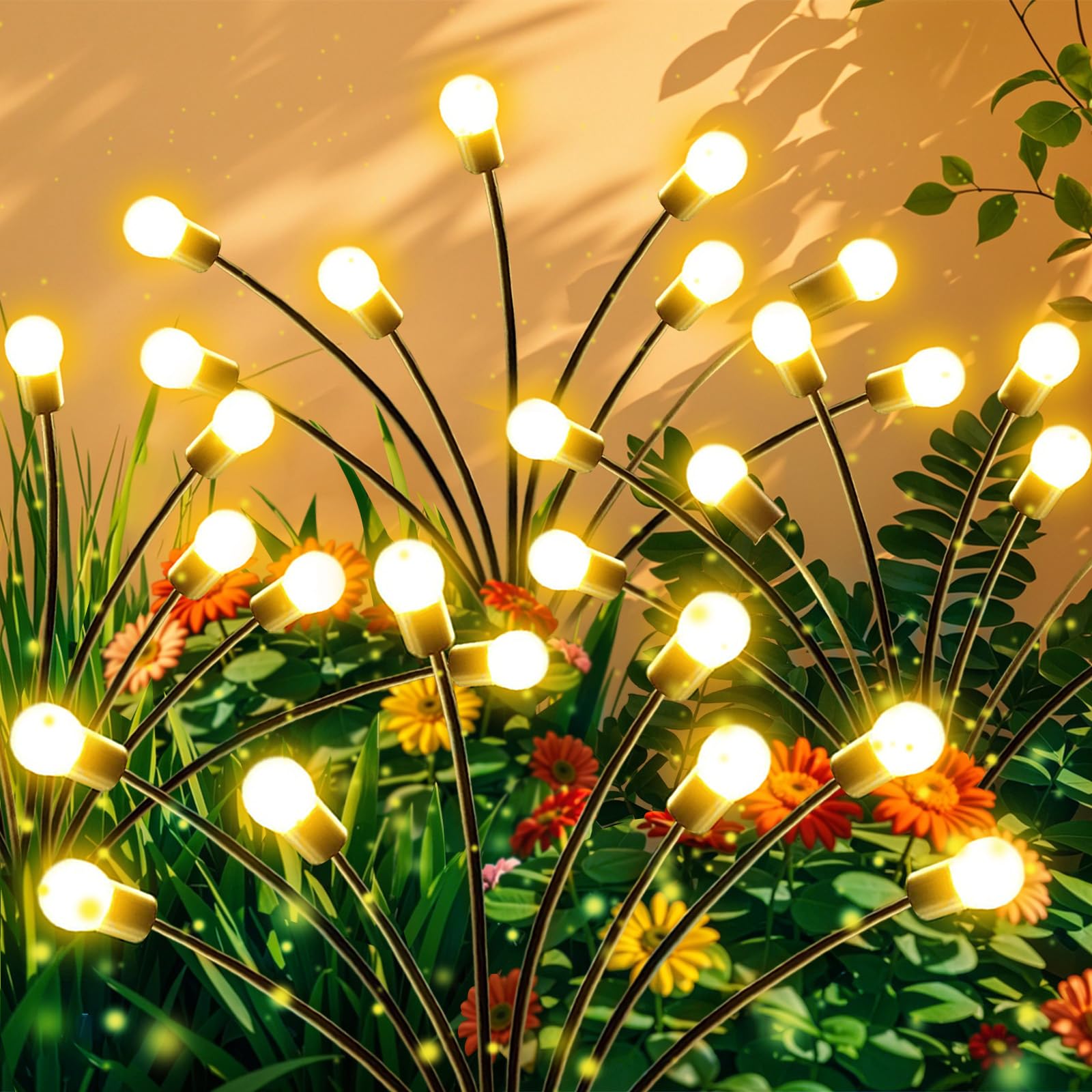 OZS Solar Garden Lights(6Pack Total 48LED) -Solar Lights Outdoor, Firefly Light for Outside, Sway by Wind, Fairy Light Outdoor W