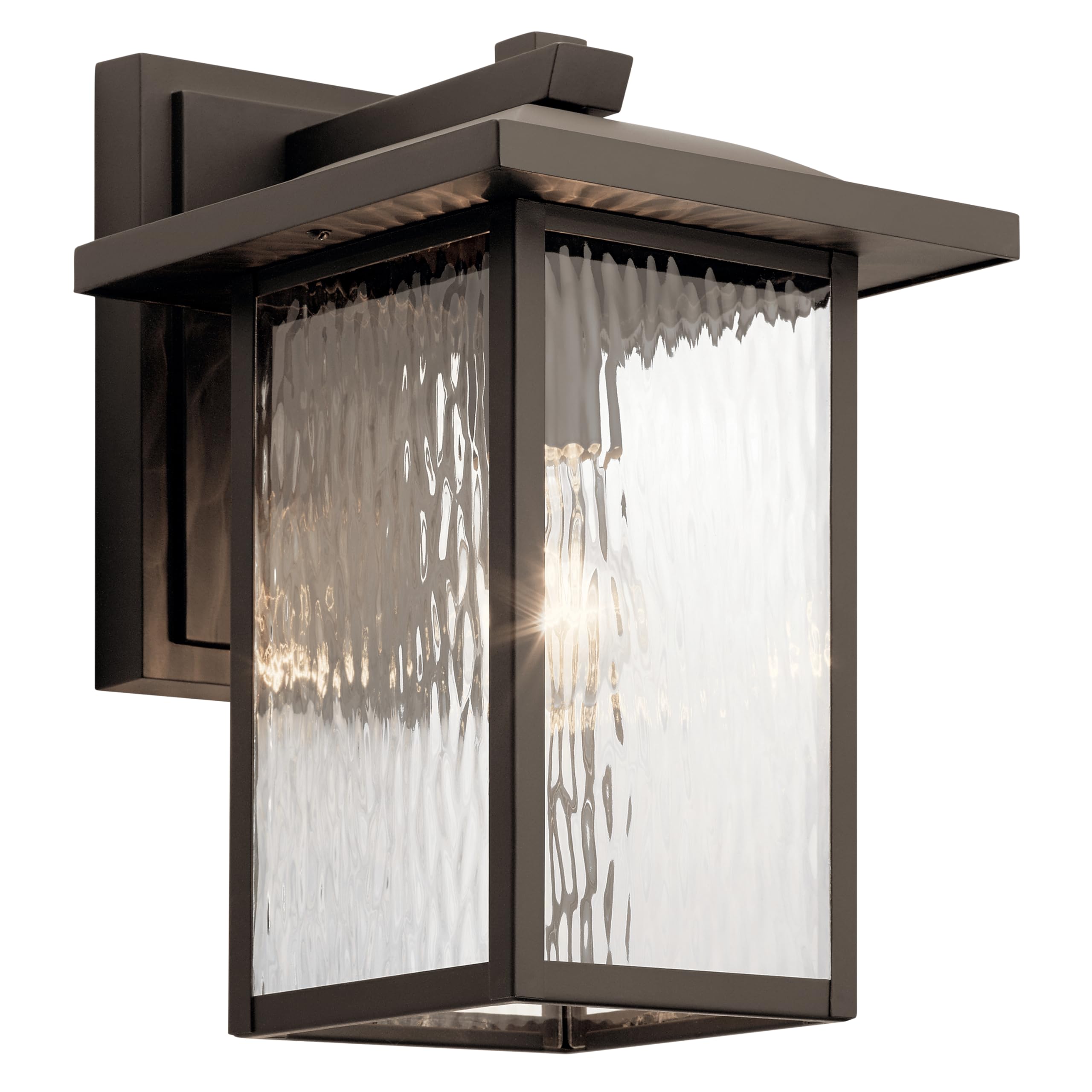 Kichler Capanna 13.25 Outdoor Wall Light in Olde Bronze, 1-Light Exterior Wall Sconce Patio and Porch Light with Clear Water Gla