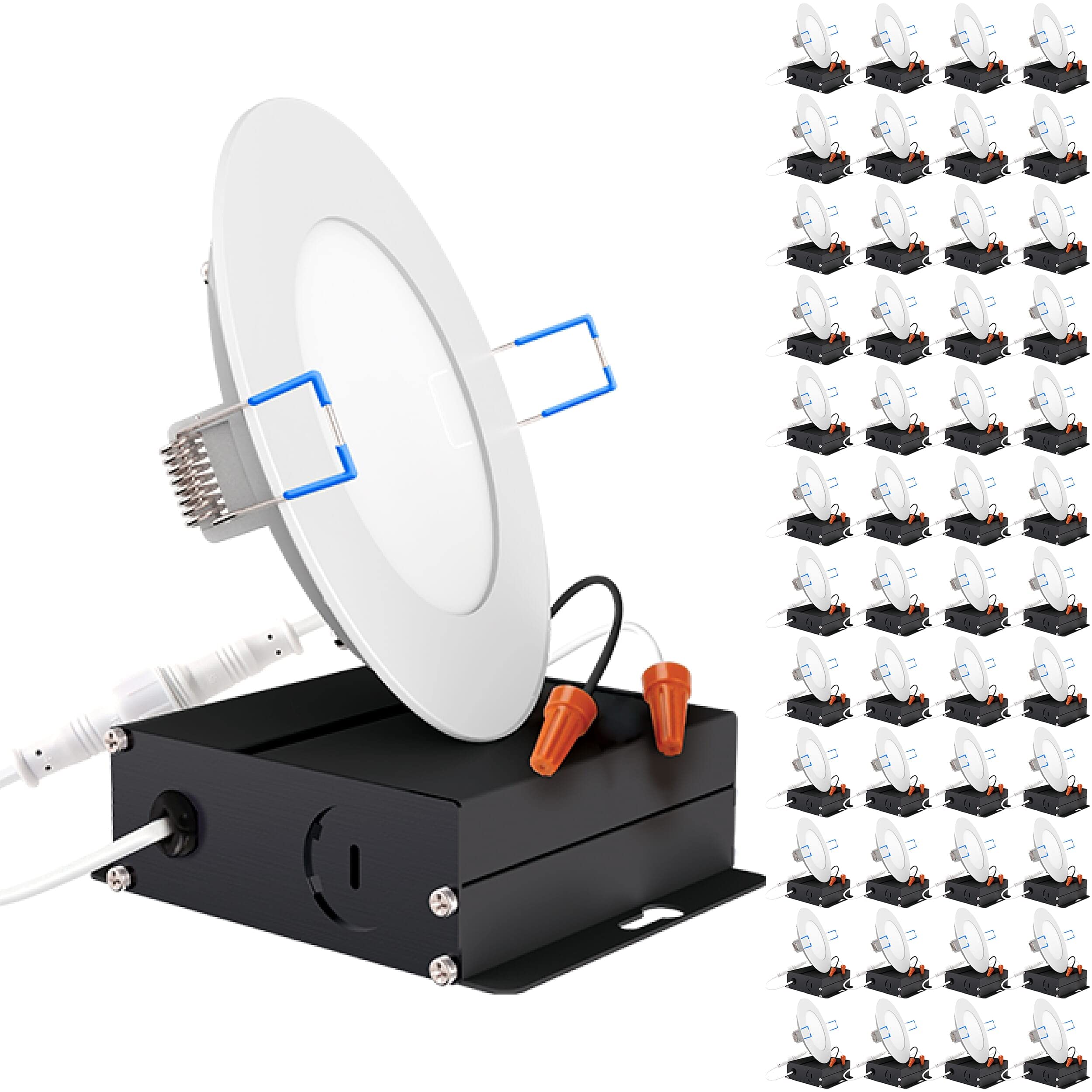 Sunco Lighting 48 Pack 4 Inch Ultra Thin Led Recessed Ceiling Lights Slim, 5000K Daylight, Dimmable, 10W=60W, Smooth Trim, Wafer Thin, Canless With Junction Box - Energy Star