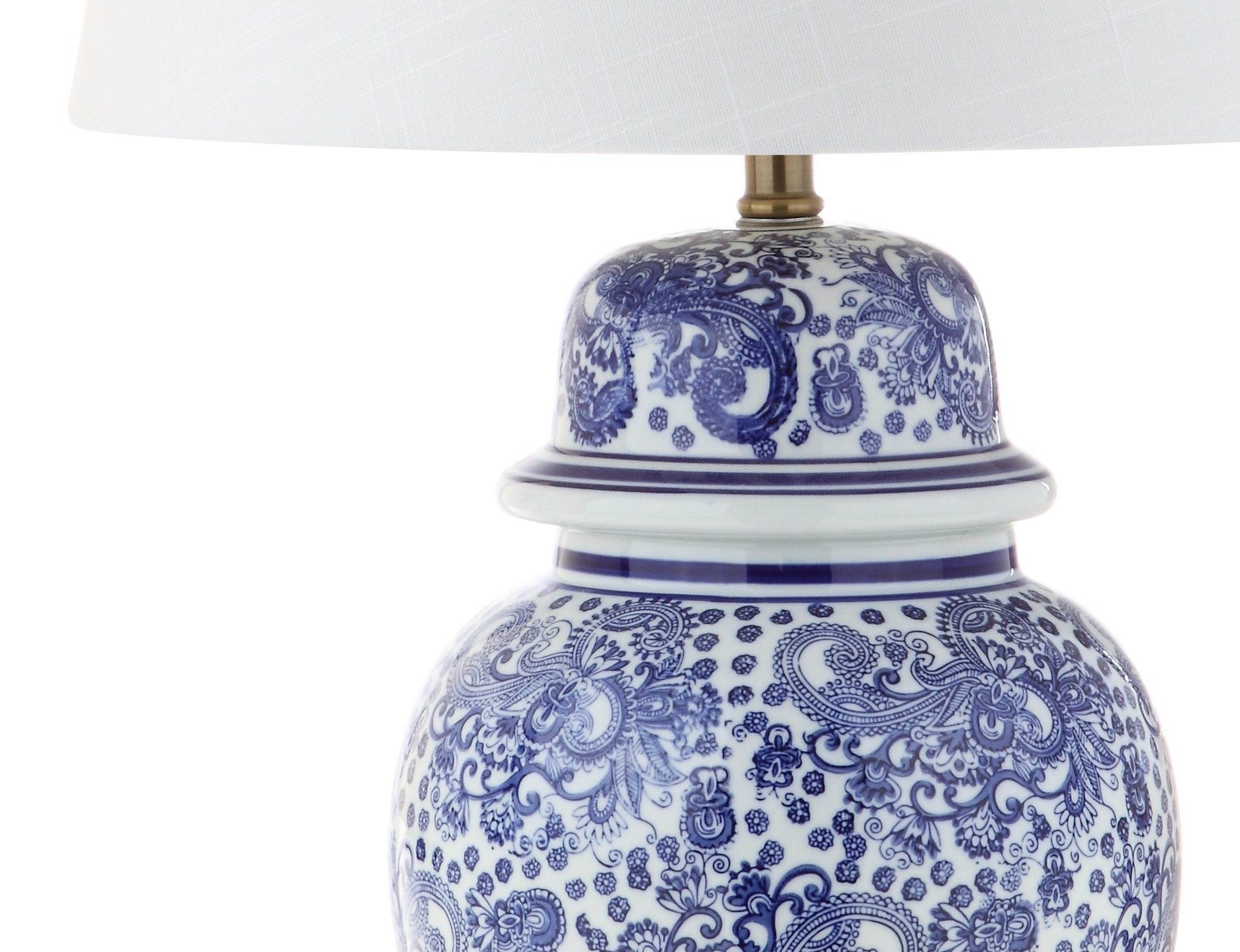 JONATHAN Y Ellis Ceramic LED Table Lamp 29.5in Blue/White Model JYL3008A for Bedroom, Living Room, Office