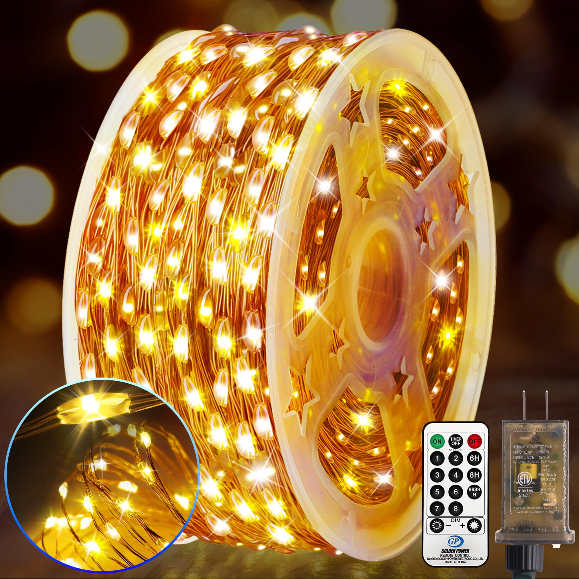 KNONEW 203FT 600 LED Outdoor Fairy Lights Plug in, Christmas Fairy Lights Outdoor Waterproof 8 Modes Memory Times for Wedding Be
