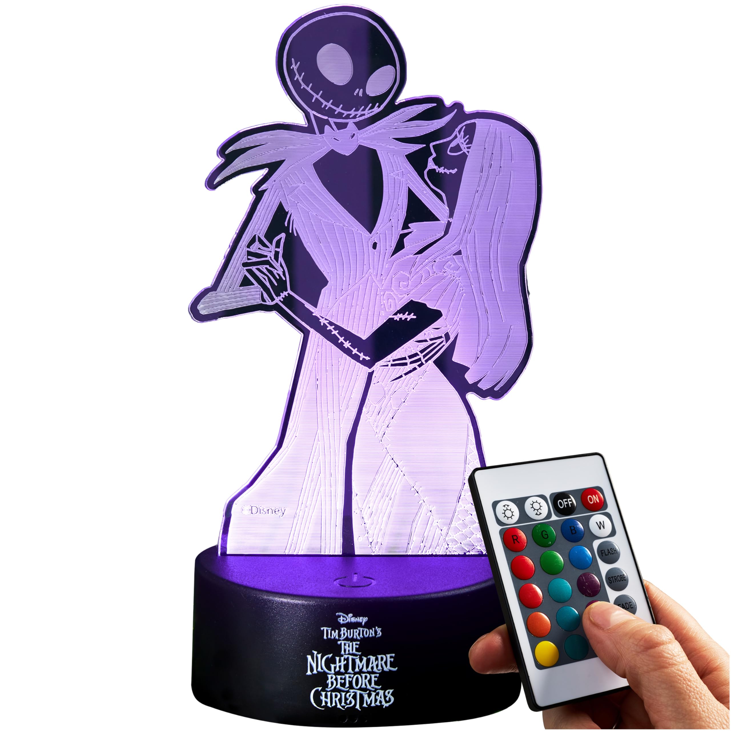 Get Trend Nightmare Before Christmas 3D Illusion Night Light for Kids, Jack & Sally, 16 Colors, 4 Lighting Modes, Dimmable, LED 