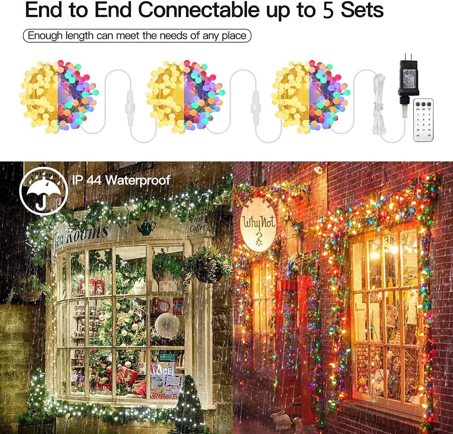 Rathun Globe String Lights,Multicolor 116 Feet 200 Led 11 Lighting Modes Fairy String Lights With Remote,Waterproof Mini Globe L