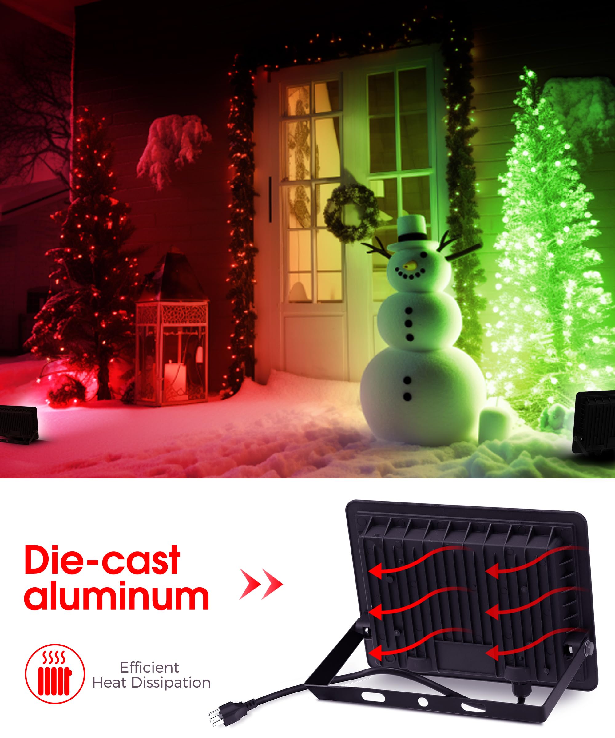 L Lohas Led 30W Flood Light Outdoor  Rgb Landscape Lighting With Remote Control  Timing - 2700K/4500K/6500K - Color Changing For Patio Backyard Step Wall  Ip66  Us 3-Plug  Ul Listed (2 Pack)