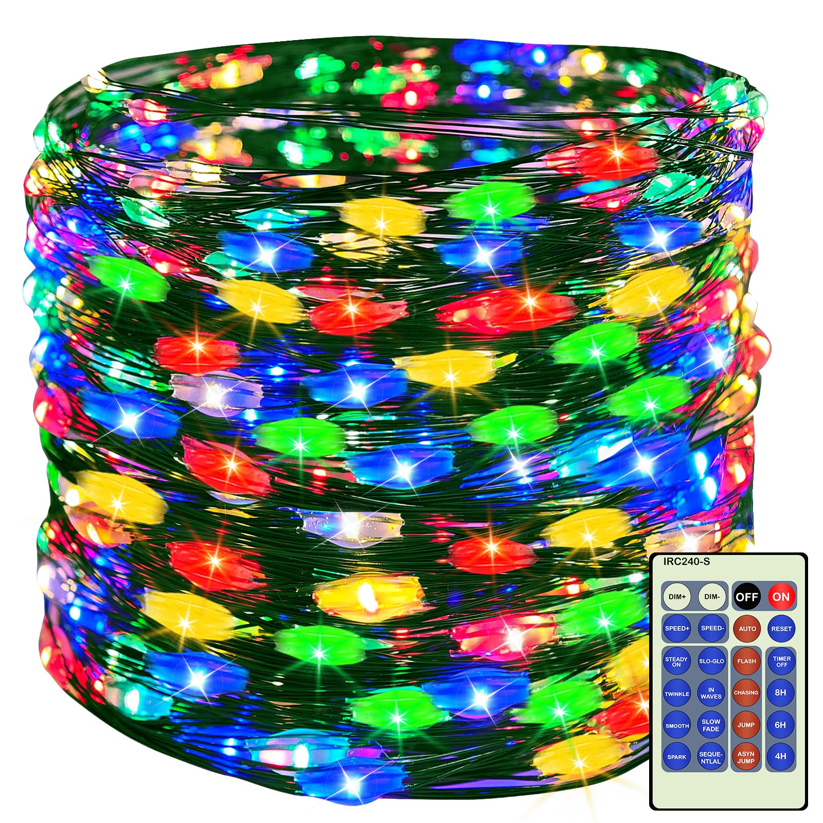 Decute 500Led 164Ft Fairy String Lights Christmas Lights Green Copper Wire With Remote  Firefly Starry Light For Diy Christmas Tree Costume Wedding Party Table Centerpiece Decor Multicolor