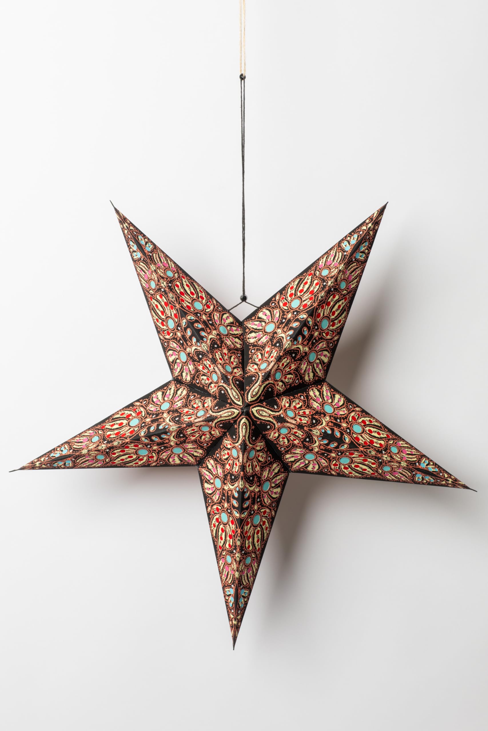Mexicali Blues 24 inch 5 Point Paper Star Lanterns - Illuminate Your Space with Celestial Charm (Mari - Black)