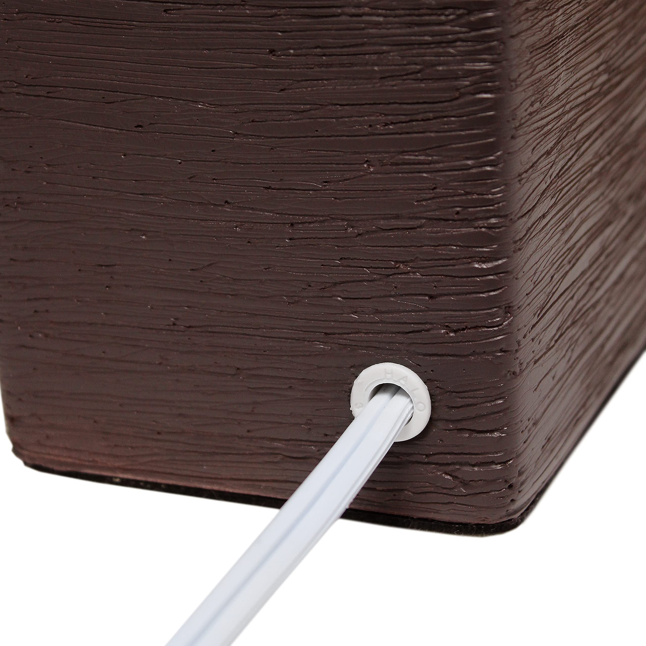 Simple Designs Petite Faux Stone Table Lamp Lt2072-Bwn, Ceramic, Brown With White Shade