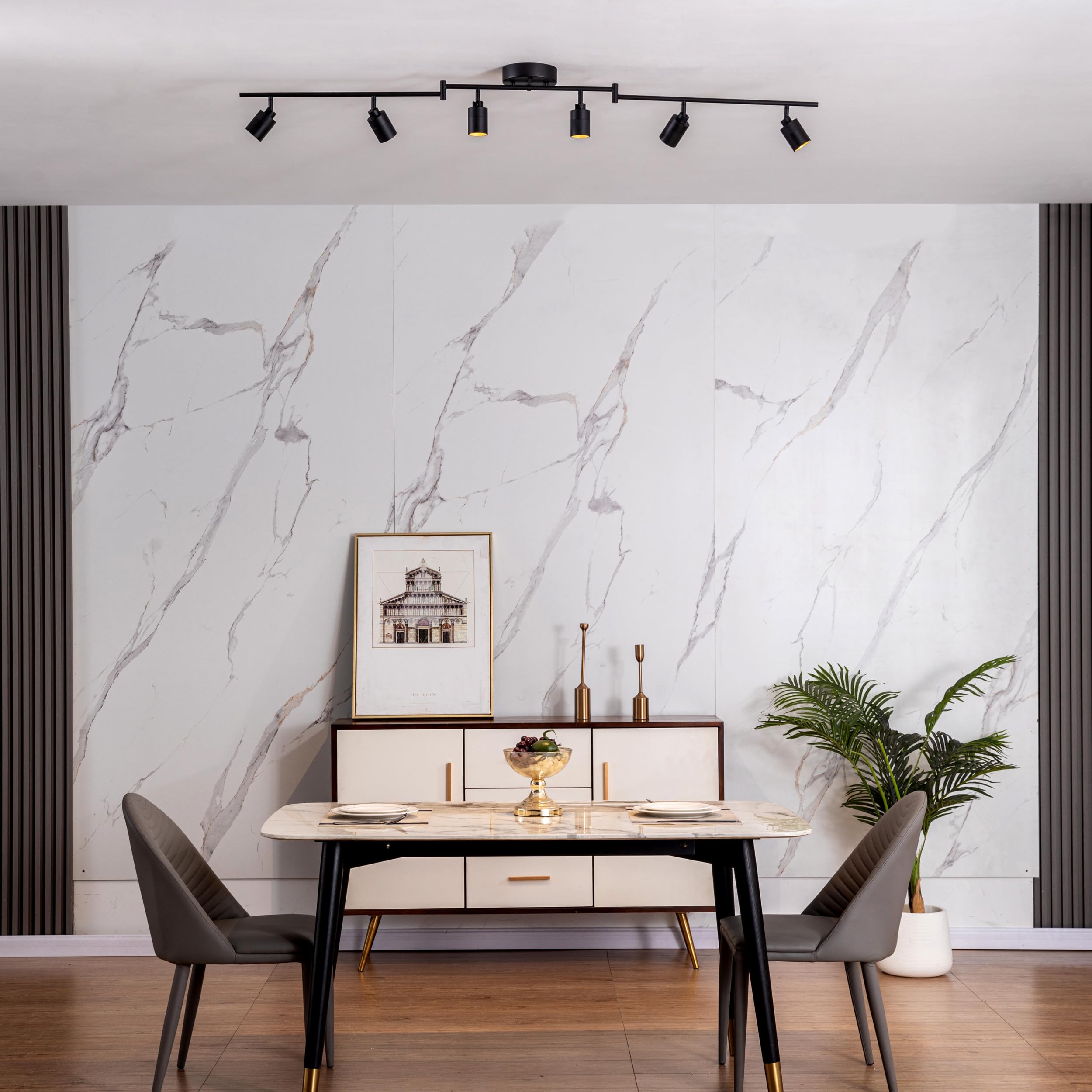 Vidalite Shura- 6-Light Black Integrated Led Swivel Track Light W/ Rotatable Heads & Adjustable Arms, 5 Ft. Ceiling Track Lighti