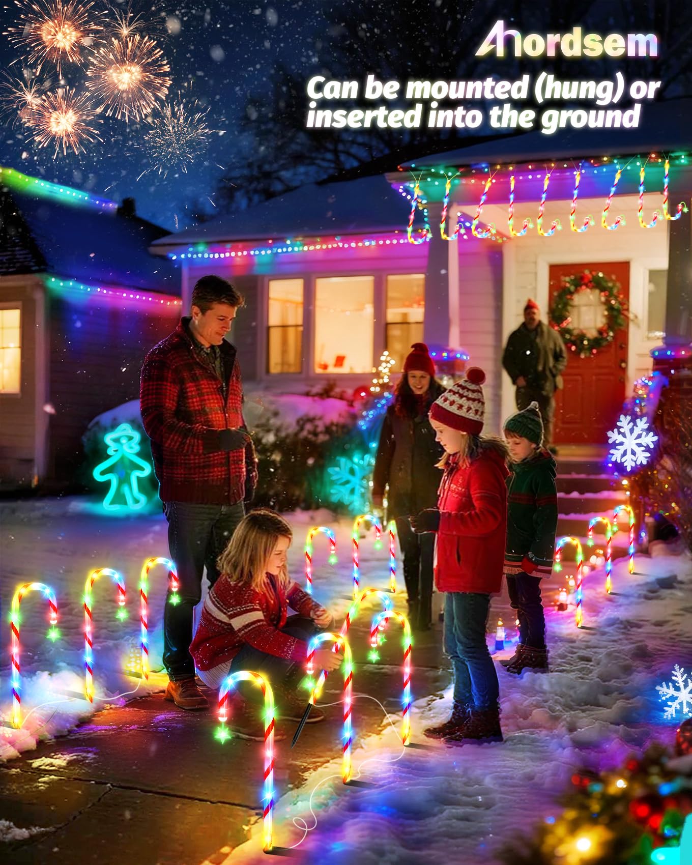 Anordsem Solar Christmas Decorations Outdoor: 21 Candy Cane Stake Lights 12 Pack - Waterproof Led 8 Colorful Lighting Models For Yard Garden Pathway Xmas Decor - 2026 New Year Gifts For Homeowners