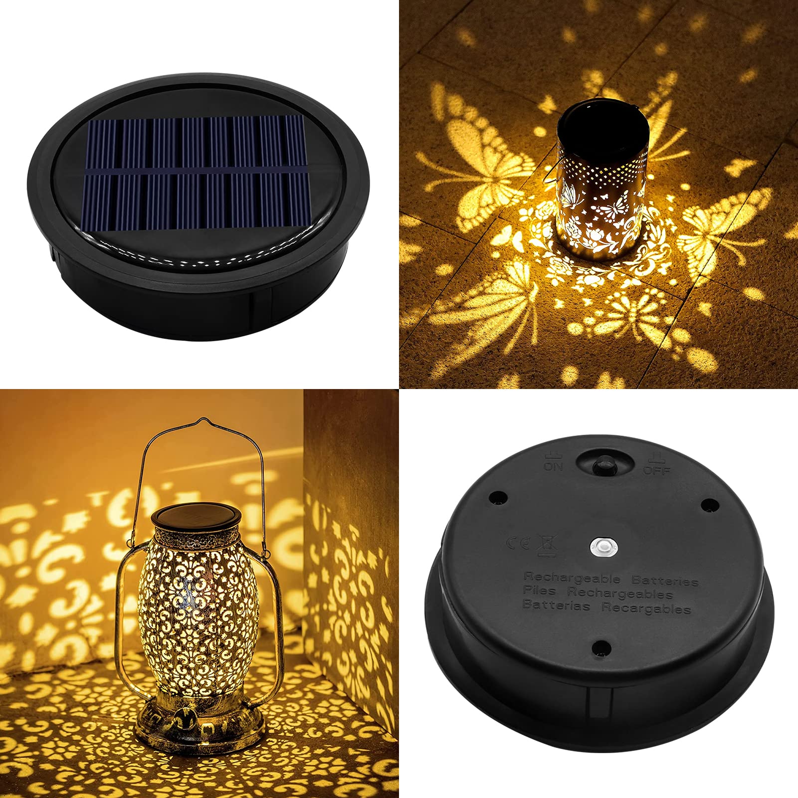 YJFWAL Solar Light Replacement Top for Outdoor Lanterns, 1 Pack, Plastic, Warm White