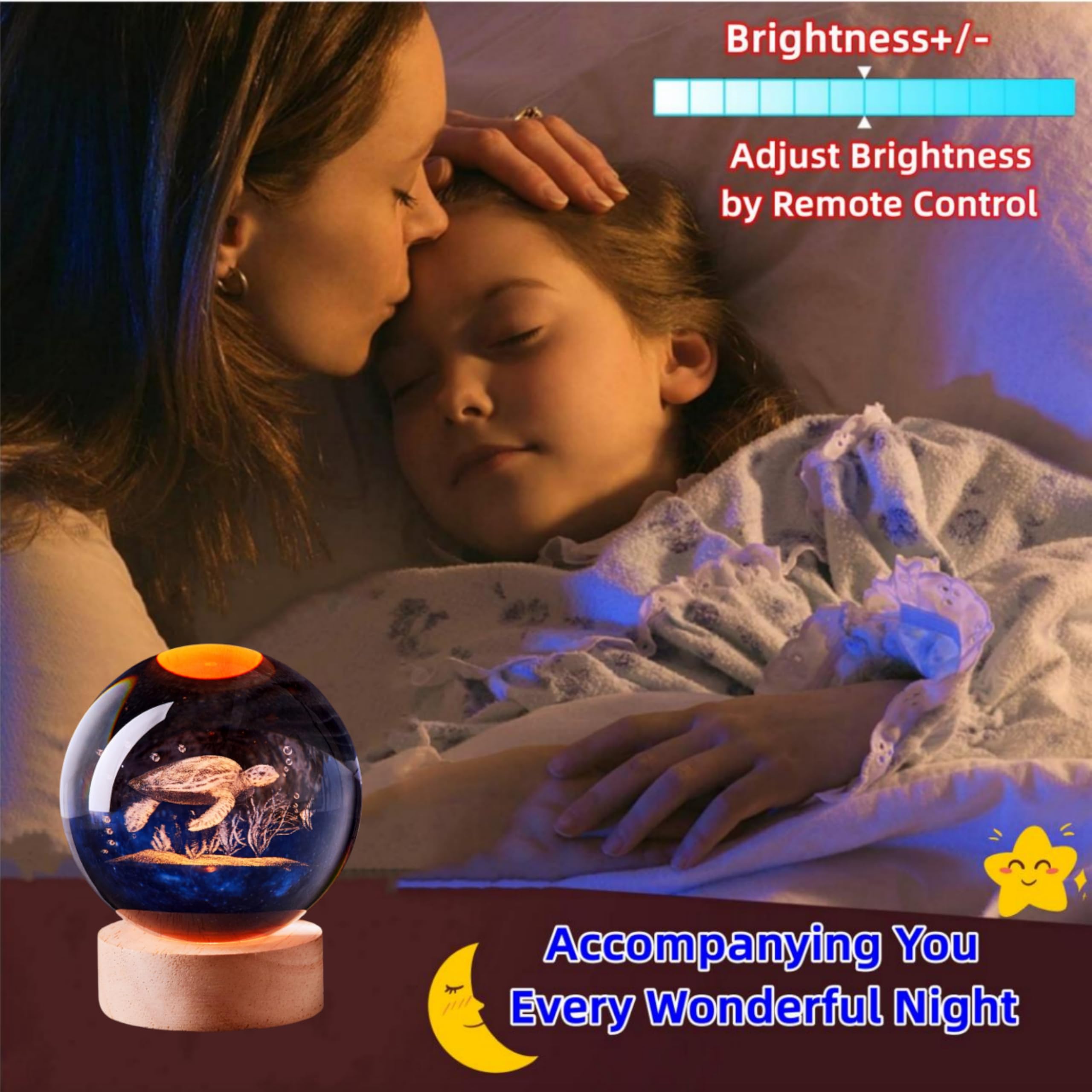 CBGCYSY Crystal Ball Lamp with LED Wooden Base, 16 Colors Change & Remote Control Crystal Ball Night Light, Upgraded 3.15 Inch G