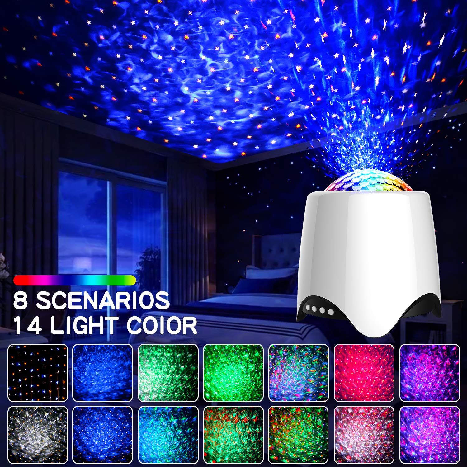 Elmchee Star Projector, 3 In 1 Led Sky Projector With 14 Projection Effects, Music Speaker, Sky Star Lite Light, Nebula Cloud, G