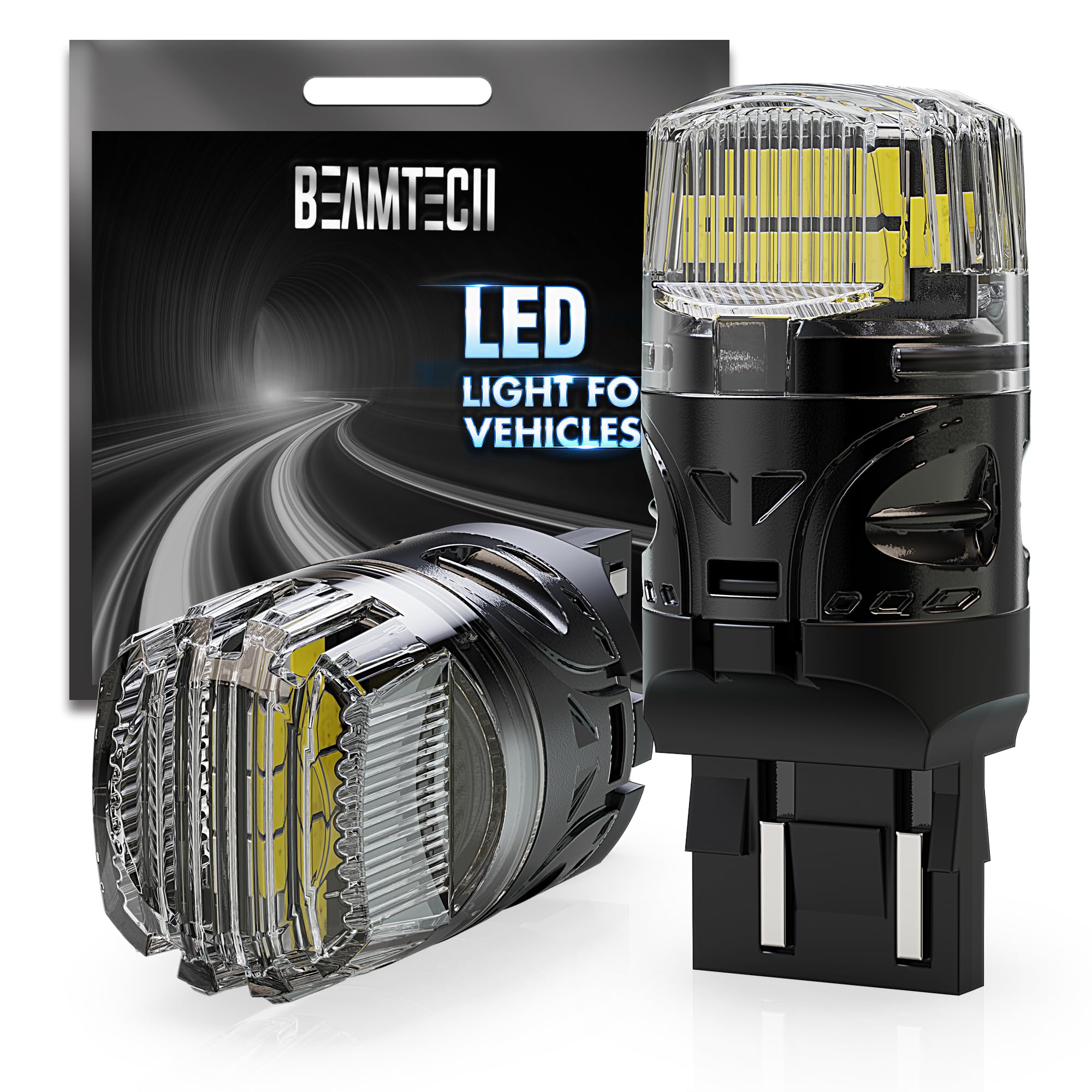 BEAMTECH 7440 7443 LED Bulbs, 6500K White, Super Bright for Reverse Lights, Pack of 2