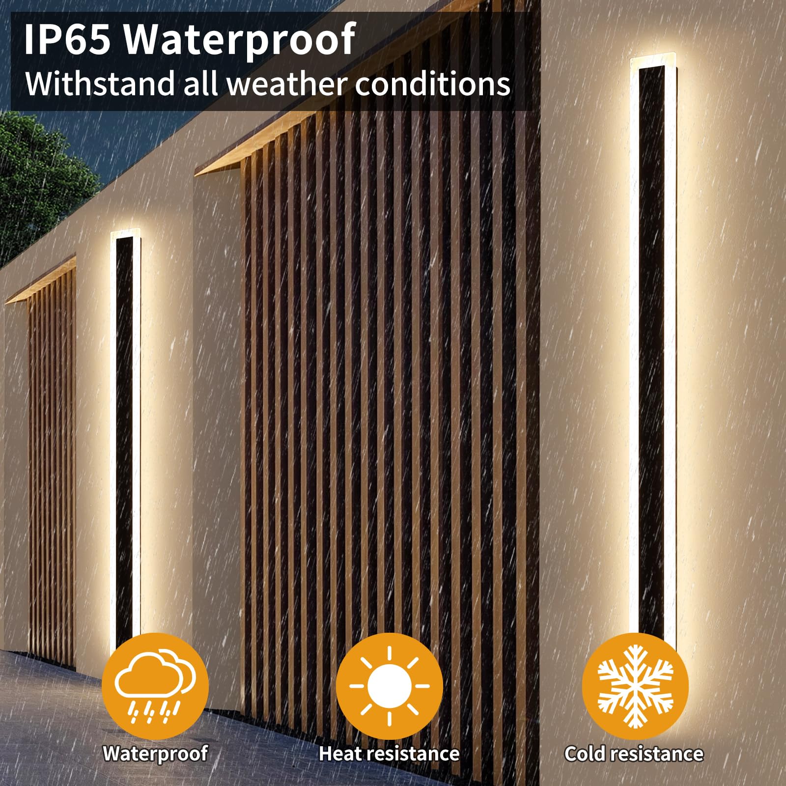Upgrade Widened 2 Pack Led Outdoor Wall Lights, 71Inch Modern Lighting Fixture, 3000K Warm White, Ip65 Waterproof, 60W, White Ac