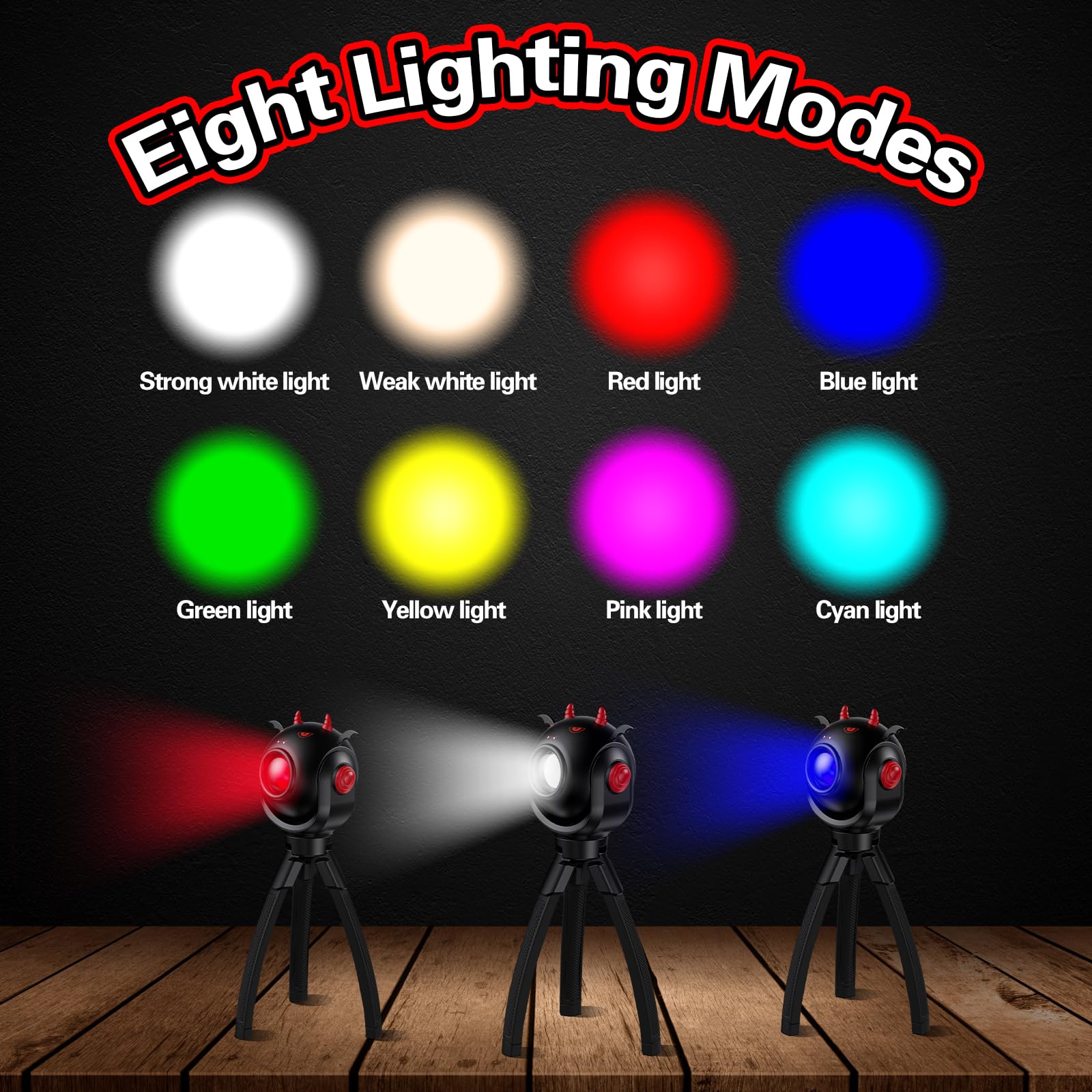 Tolys Bat Kids Flashlight - Rechargeable Led Torch With 8 Color Modes, Usb-C, Fun Flashlight For Boys & Girls, Perfect For Parti