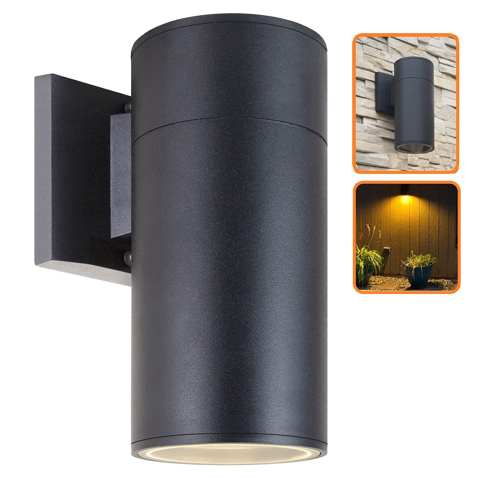 ZUUKOLE Outdoor Wall Light, Exterior Lighting - ETL Listed, Die-cast Aluminum Anti-Rust Waterproof Wall Mount Cylinder Design - 