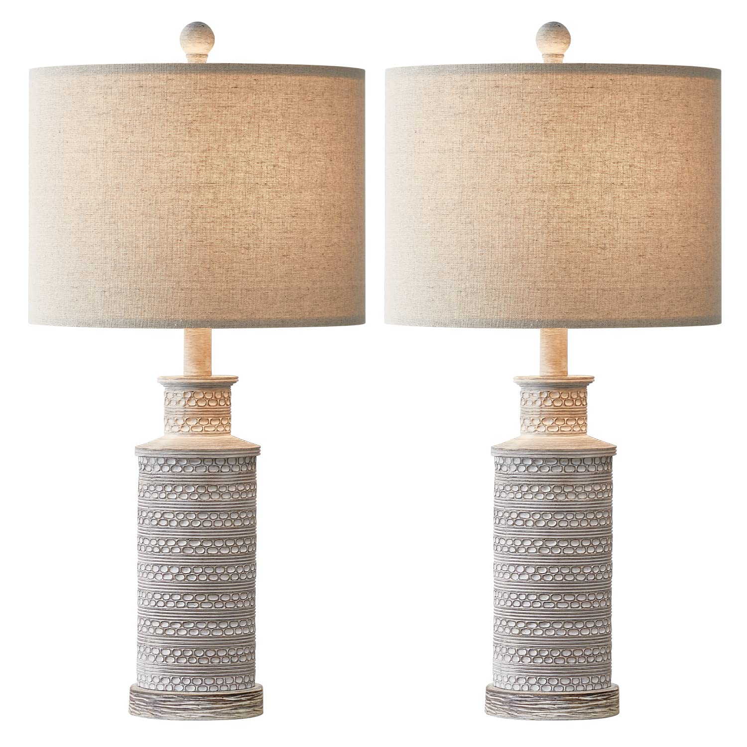 Bobomomo 24.5'' Farmhouse Rustic Retro 24.5'' Table Lamp Set Of 2 For Bedroom Living Room Traditional Nightstand End Table Lamps