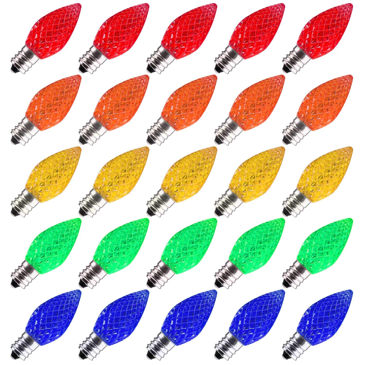Brightown 50 Pack C7 Led Replacement Christmas Light Bulb  C7 Shatterproof Led Bulbs for Christmas String Lights  E12 Candelabra Base  Commercial Grade Dimmable Holiday Bulbs  Multicolor