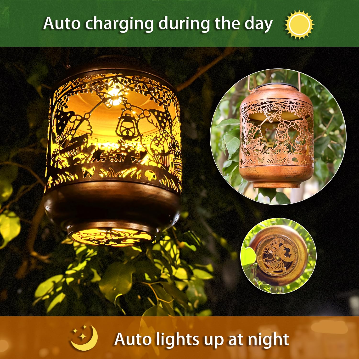 Tiggsy Gnomes Solar Lanterns Outdoor Waterproof,Hanging Solar Lights Gnome Gifts For Women Metal Led Decorative Light For Yard,P